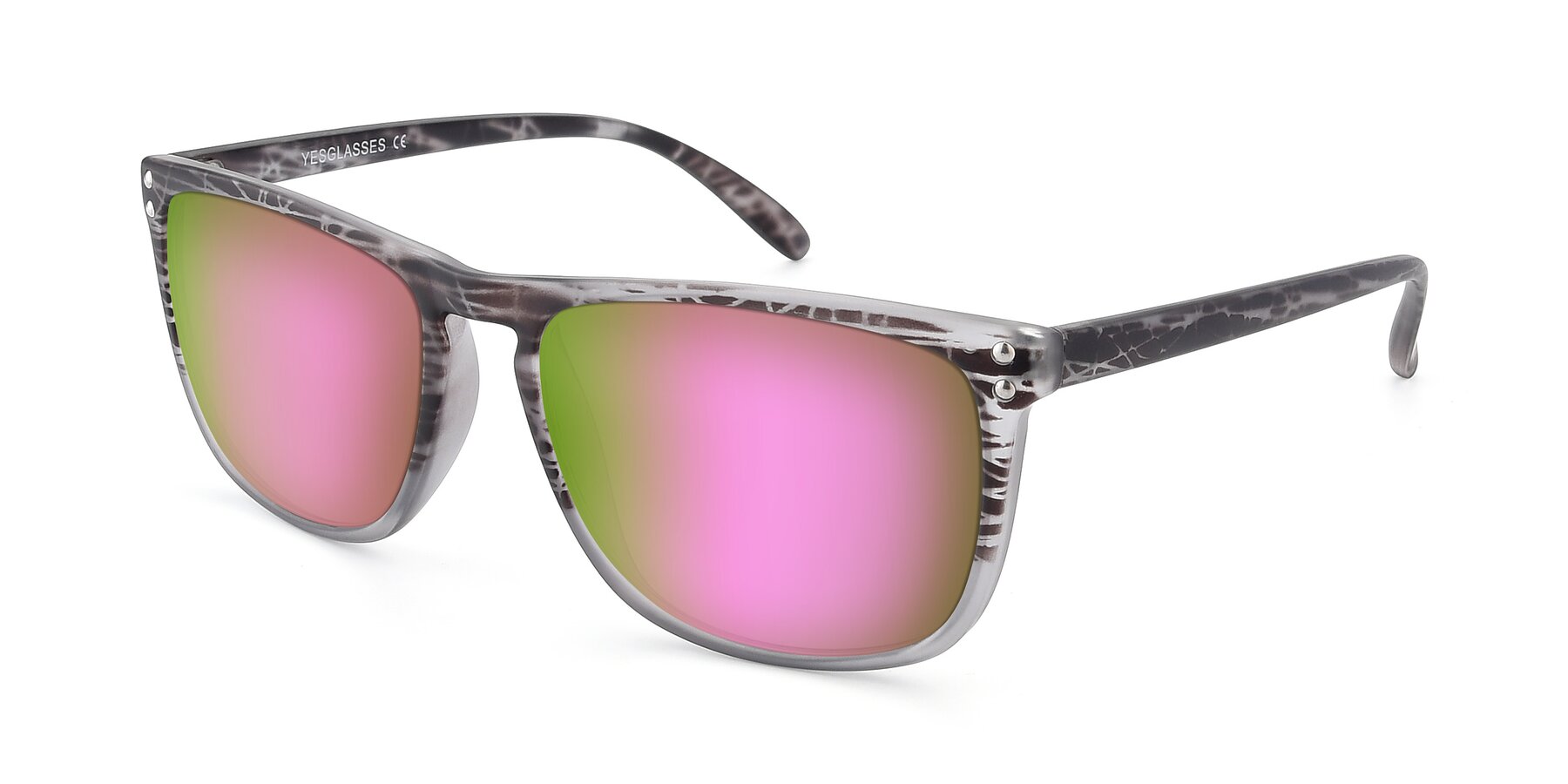 Angle of SSR411 in Translucent Floral Grey with Pink Mirrored Lenses