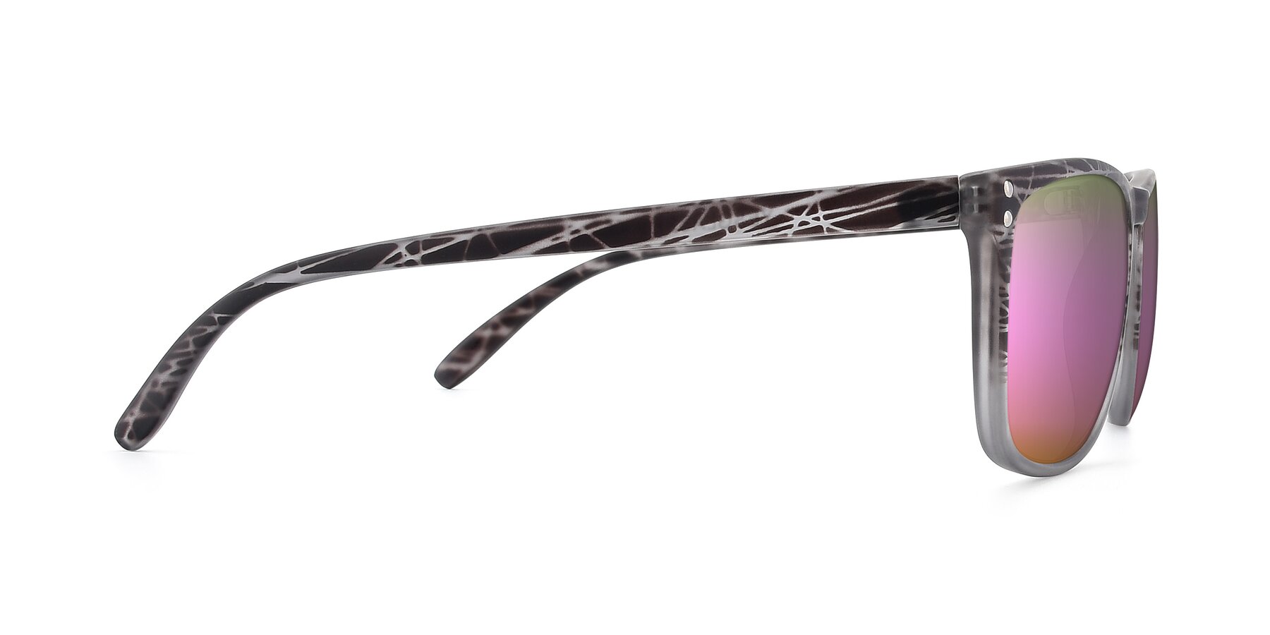 Side of SSR411 in Translucent Floral Grey with Pink Mirrored Lenses