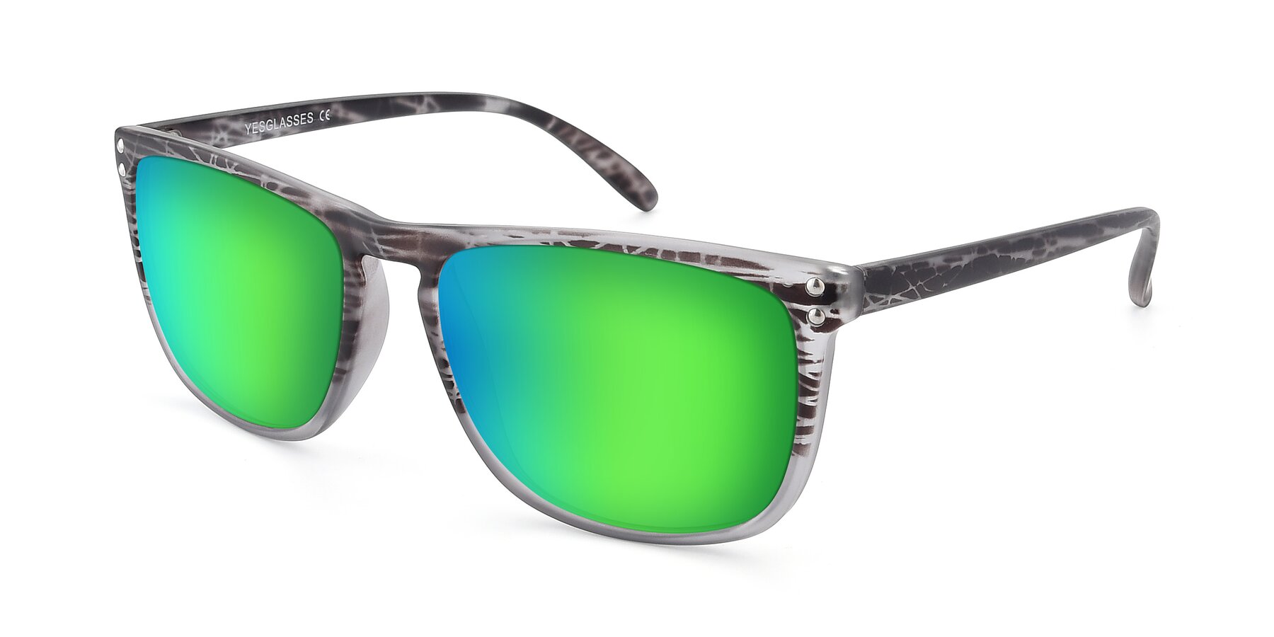 Angle of SSR411 in Translucent Floral Grey with Green Mirrored Lenses