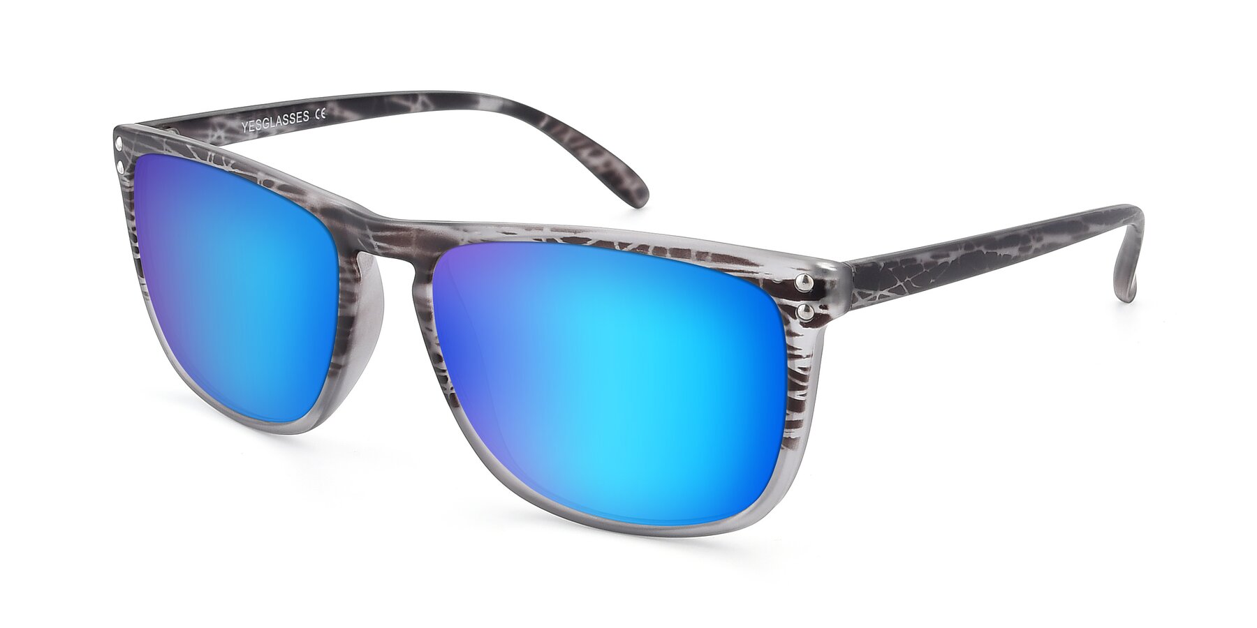 Angle of SSR411 in Translucent Floral Grey with Blue Mirrored Lenses