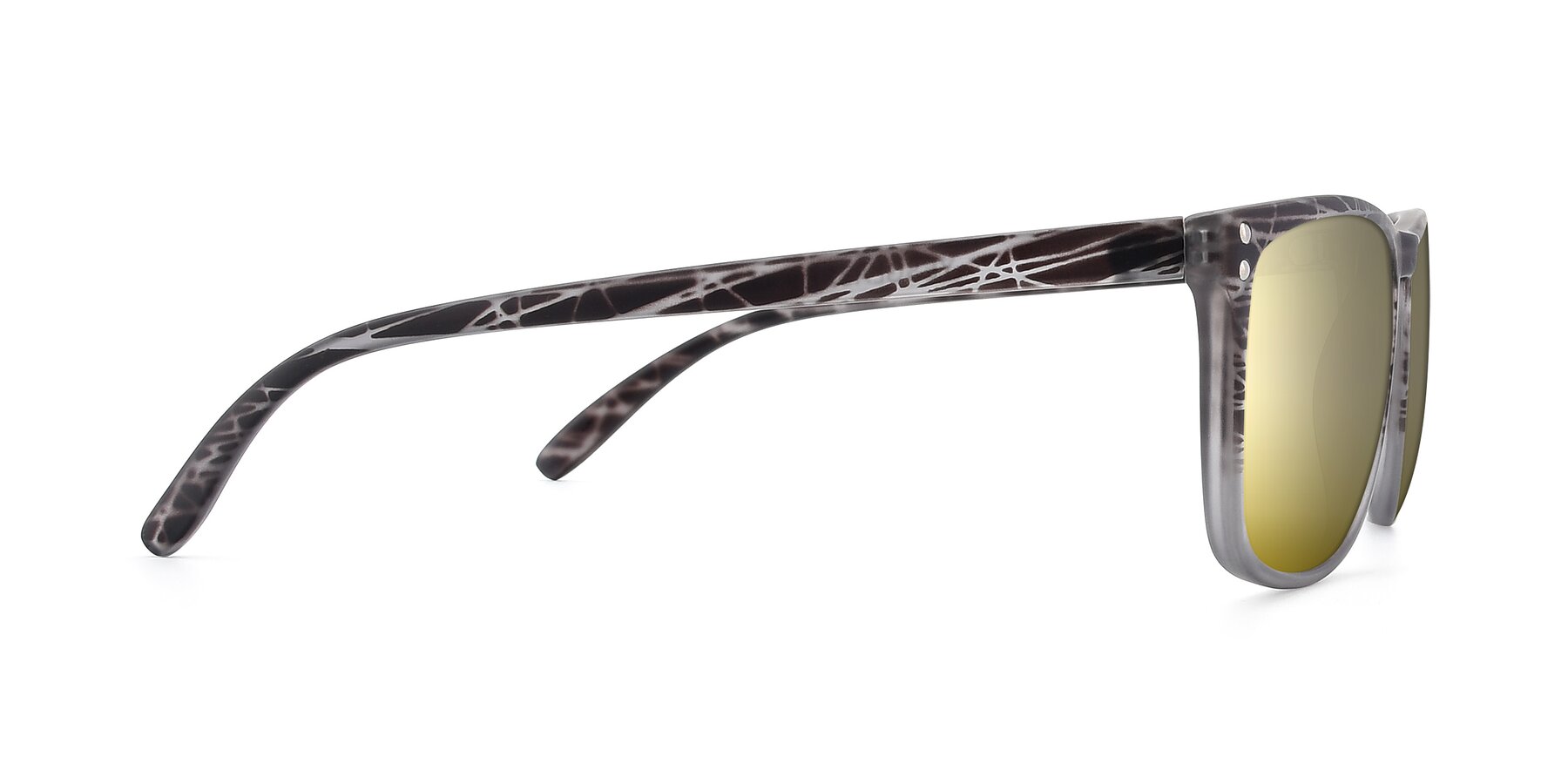Side of SSR411 in Translucent Floral Grey with Gold Mirrored Lenses