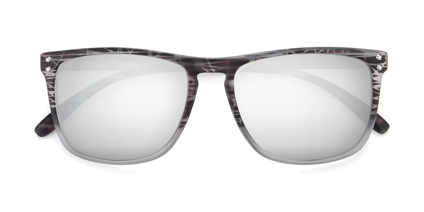SSR411 - Translucent Floral Grey Flash Mirrored Sunglasses