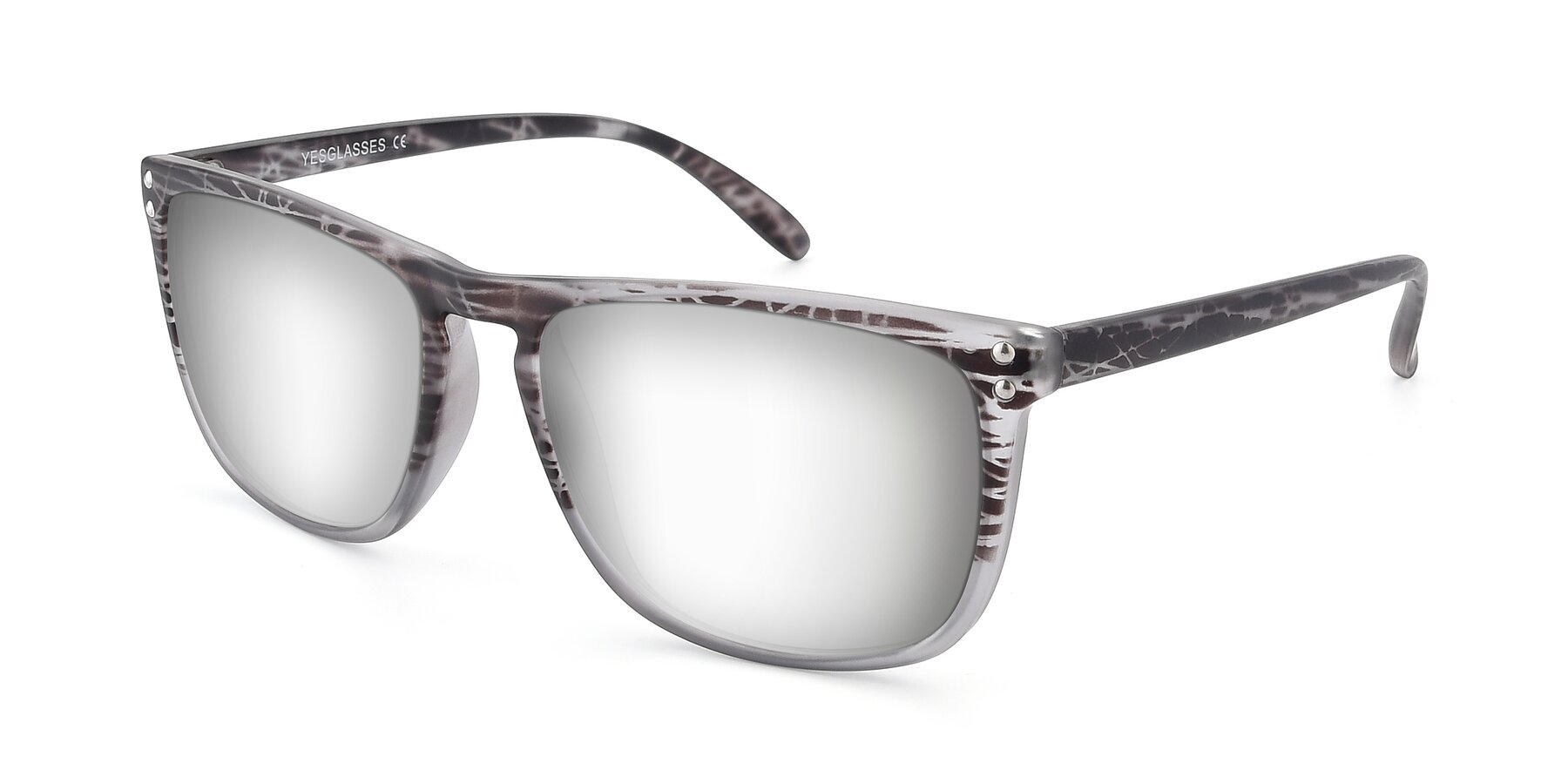 Angle of SSR411 in Translucent Floral Grey with Silver Mirrored Lenses