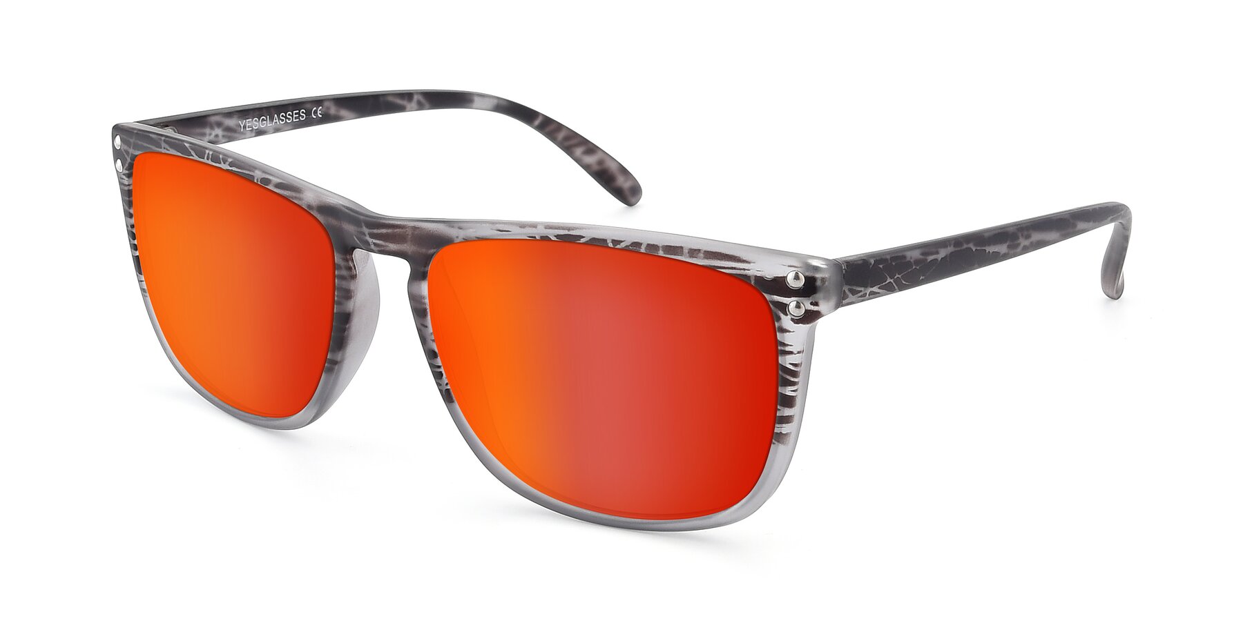 Angle of SSR411 in Translucent Floral Grey with Red Gold Mirrored Lenses