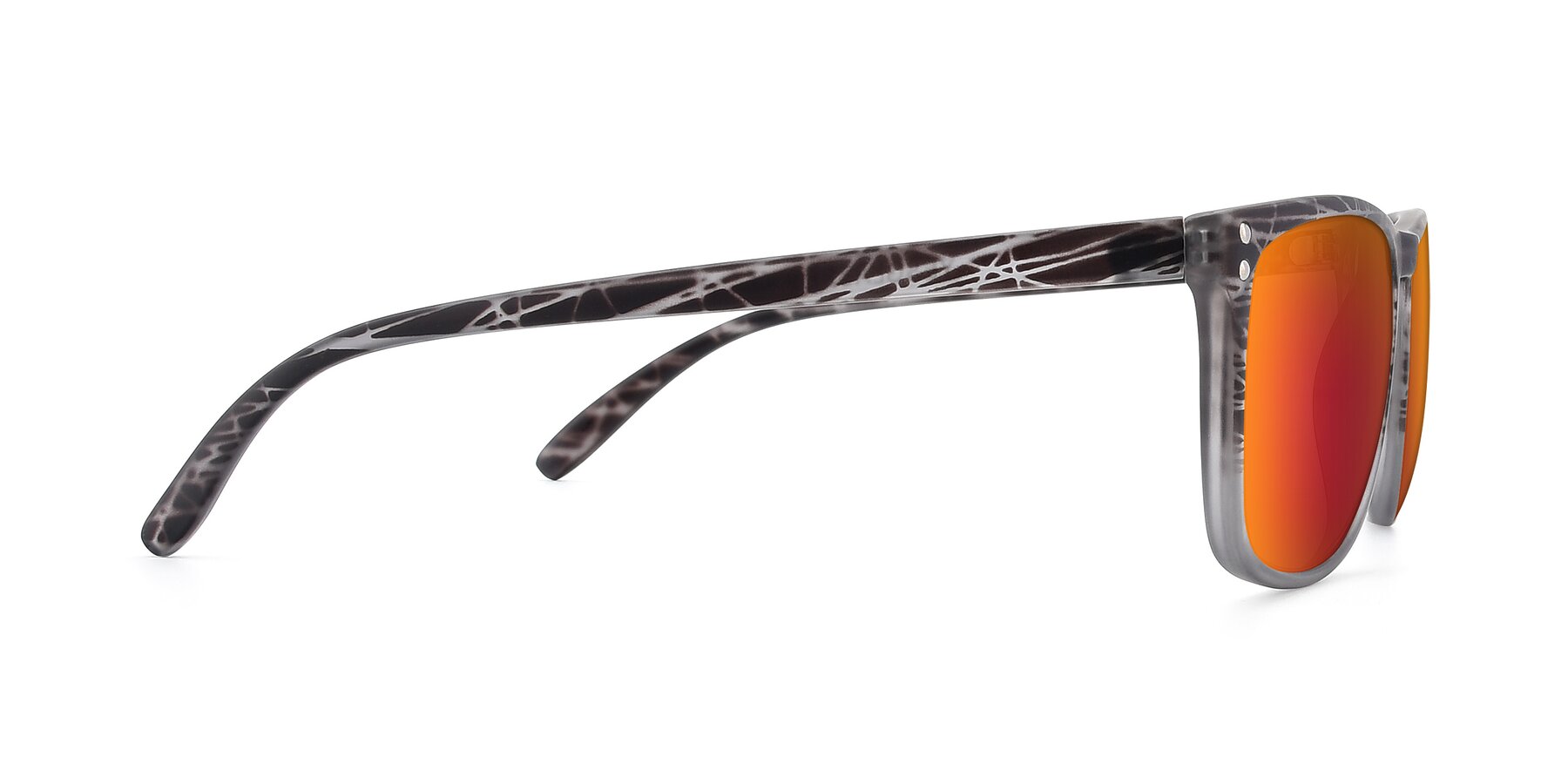 Side of SSR411 in Translucent Floral Grey with Red Gold Mirrored Lenses