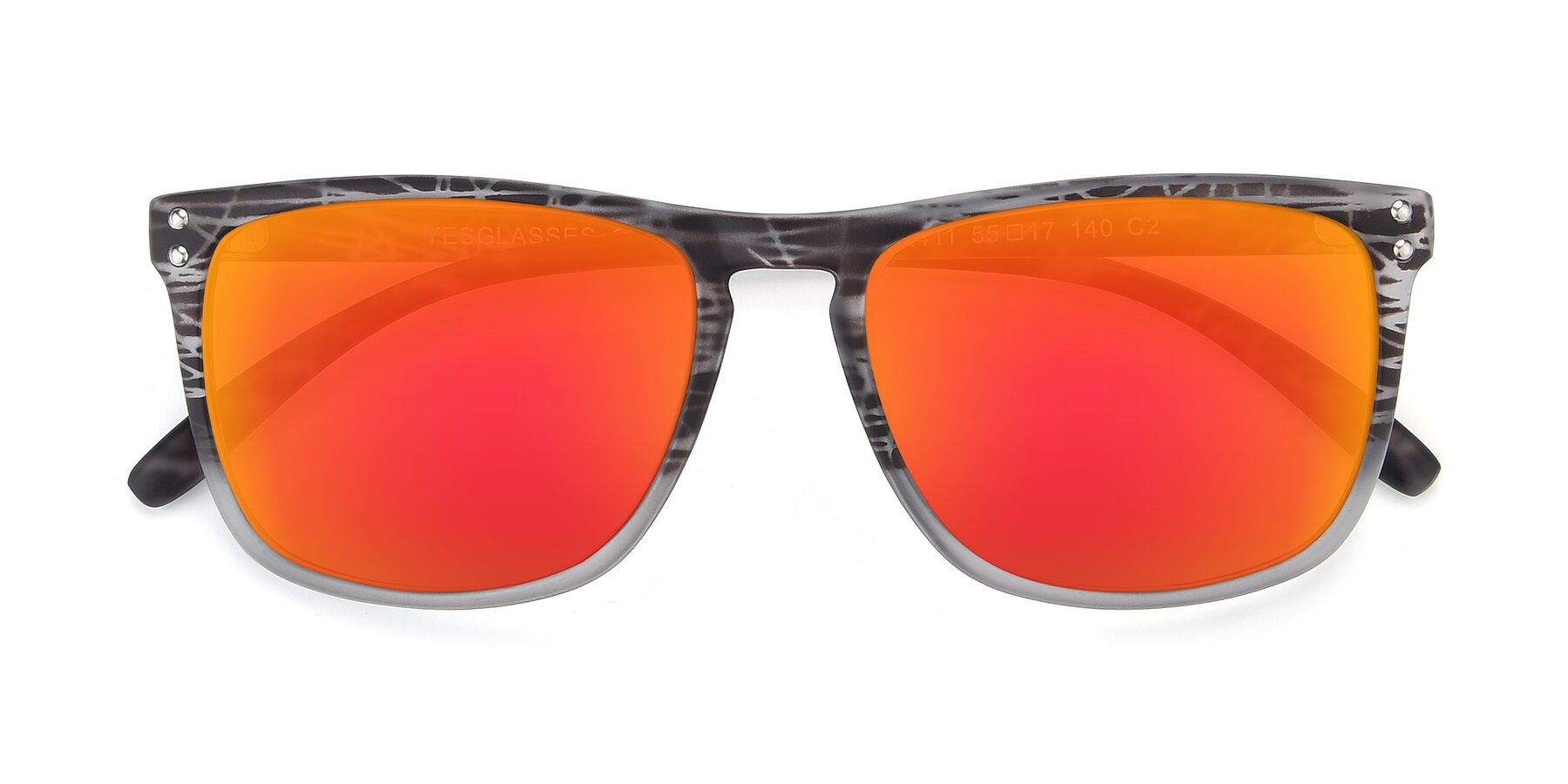 View of SSR411 in Translucent Floral Grey with Red Gold Mirrored Lenses