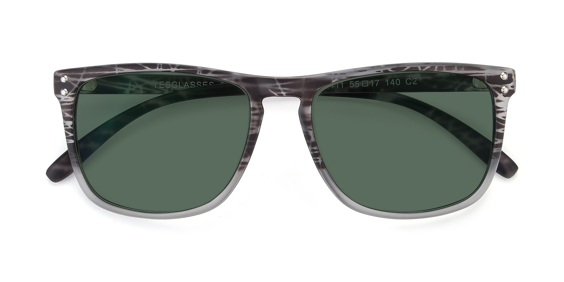 Folded Front of SSR411 in Translucent Floral Grey with Green Polarized Lenses