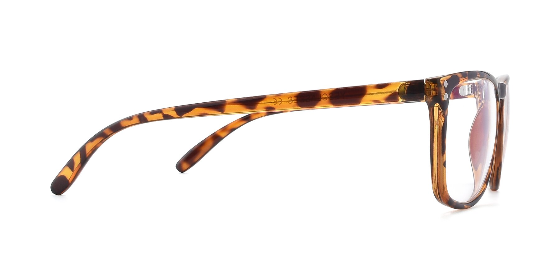 Side of SSR411 in Translucent Orange Tortoise with Clear Eyeglass Lenses