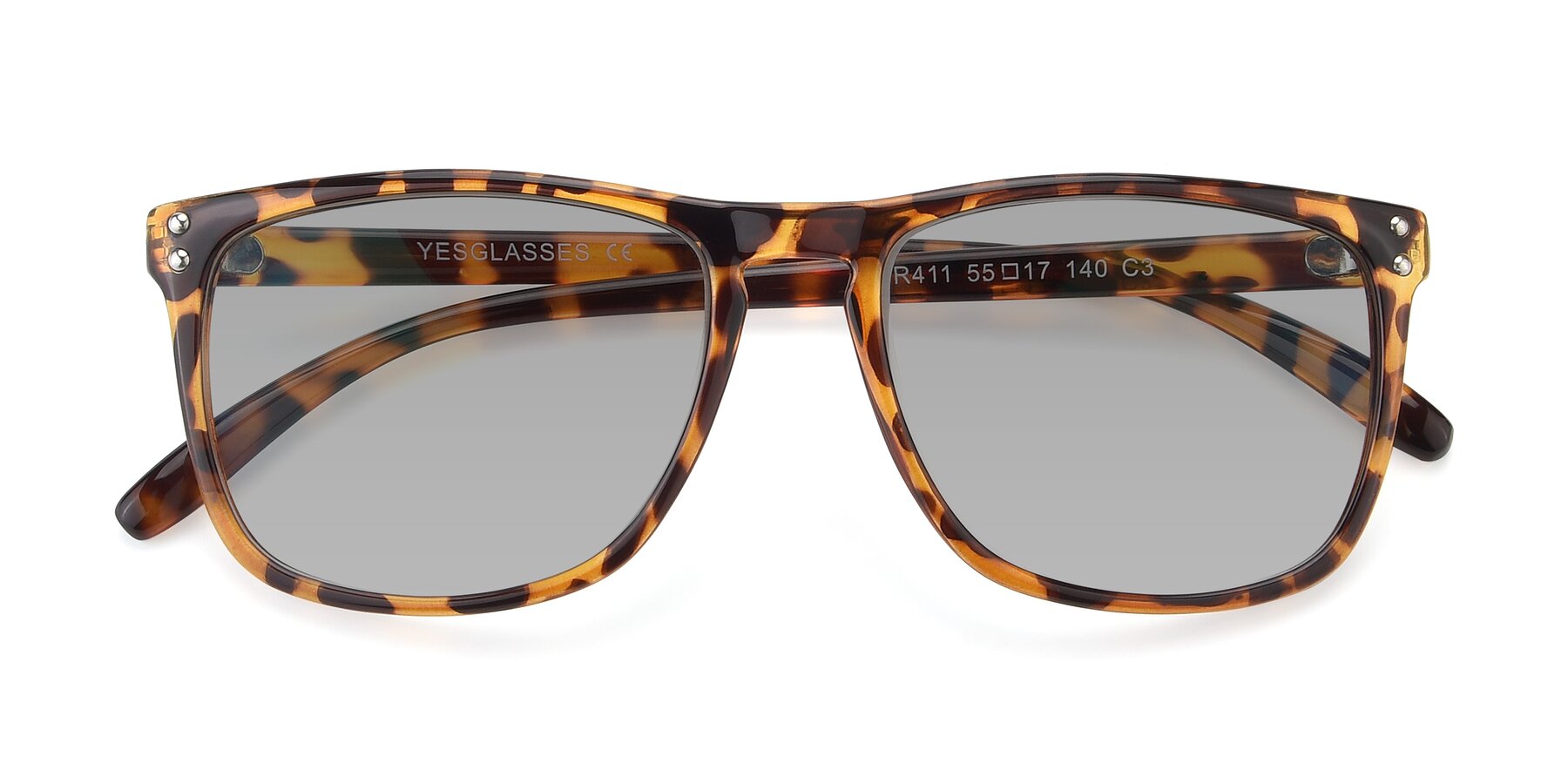 Folded Front of SSR411 in Translucent Orange Tortoise with Light Gray Tinted Lenses