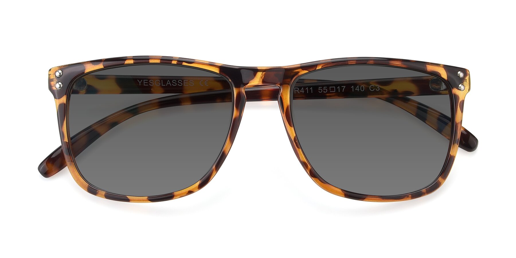 Folded Front of SSR411 in Translucent Orange Tortoise with Medium Gray Tinted Lenses