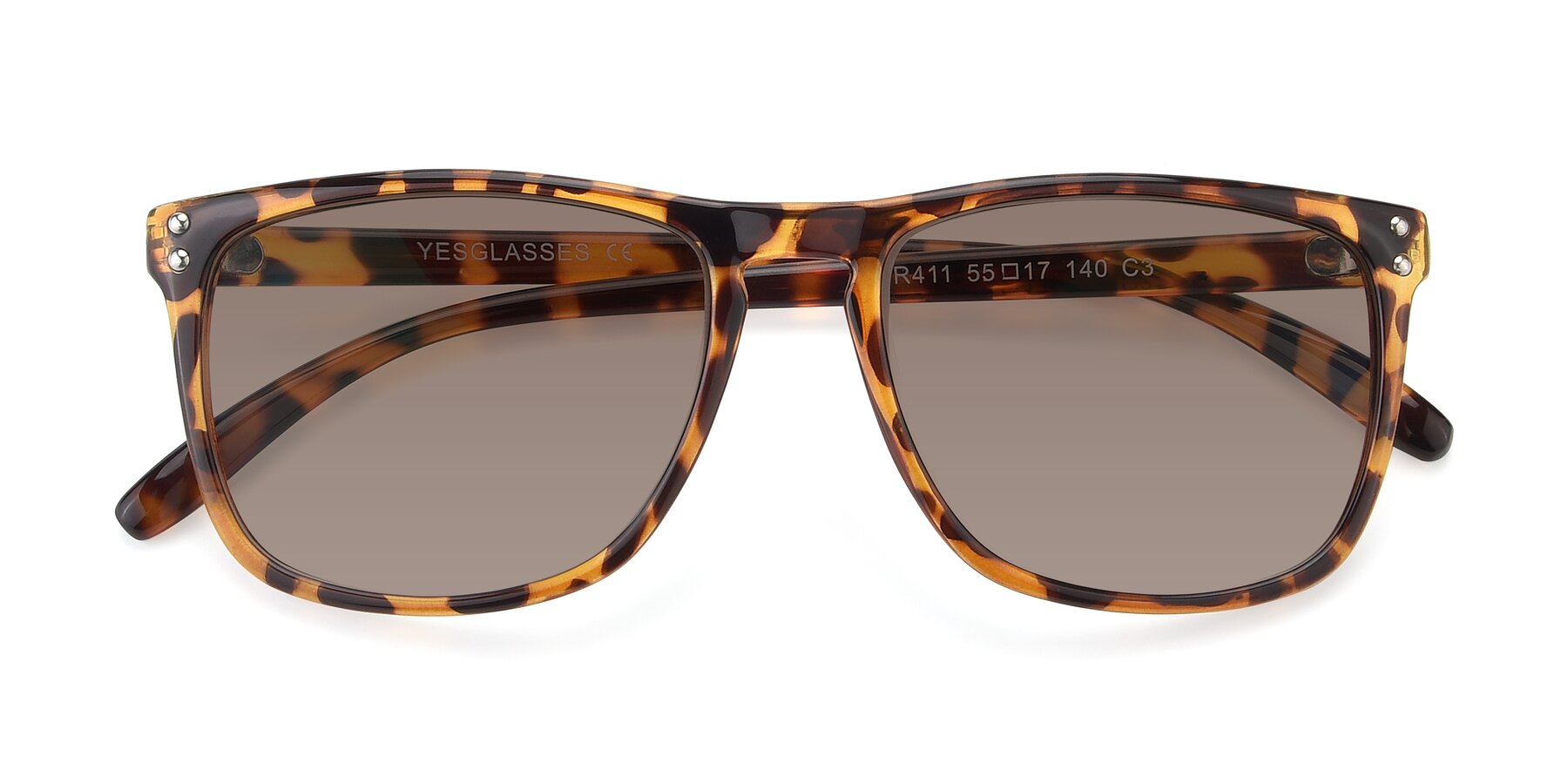 Folded Front of SSR411 in Translucent Orange Tortoise with Medium Brown Tinted Lenses