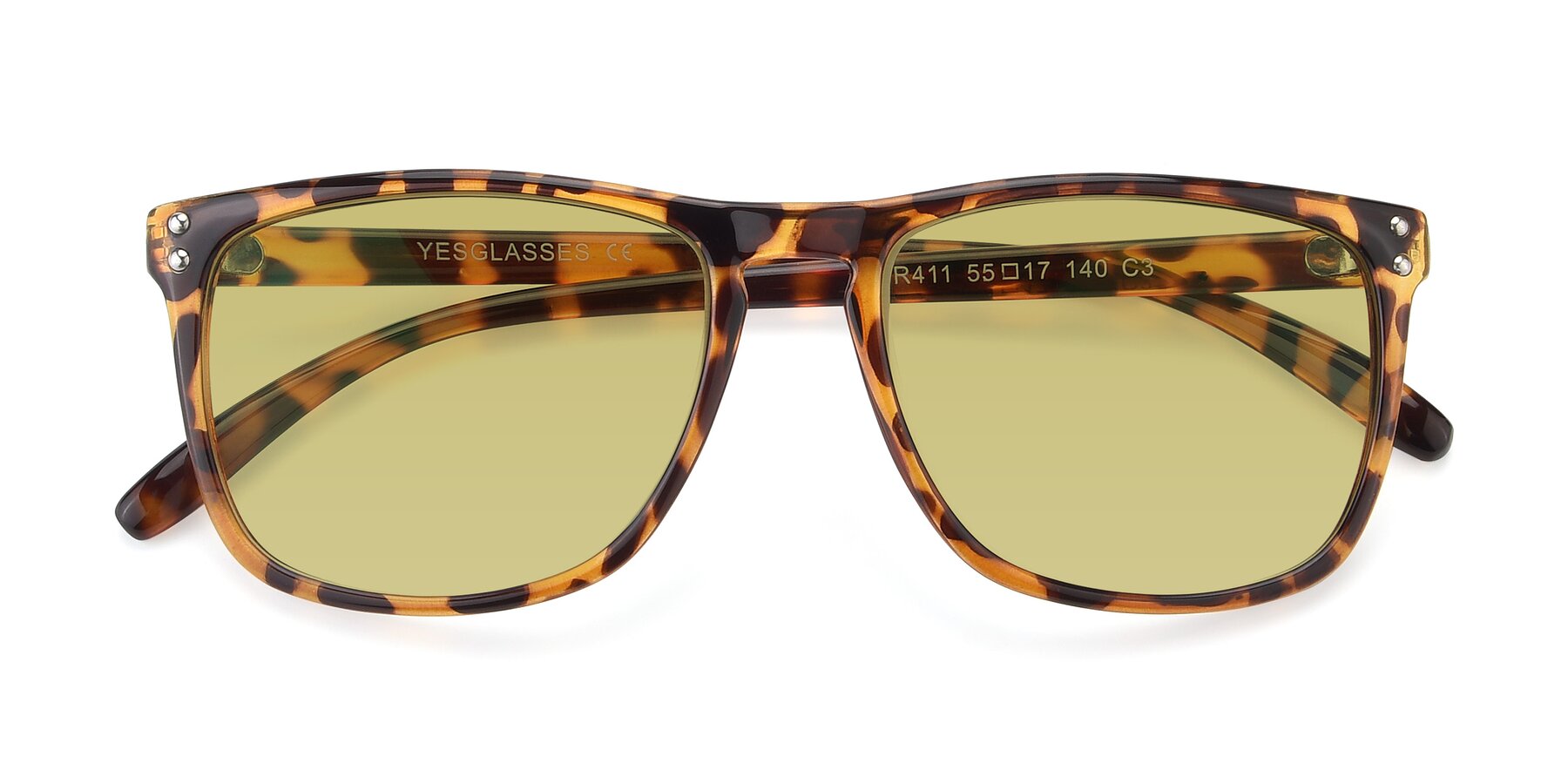 Folded Front of SSR411 in Translucent Orange Tortoise with Medium Champagne Tinted Lenses