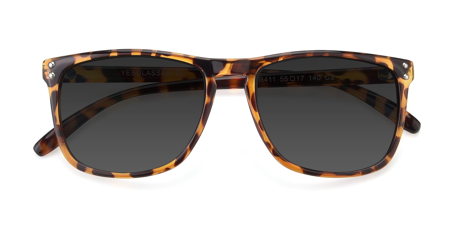 Folded Front of SSR411 in Translucent Orange Tortoise with Gray Tinted Lenses