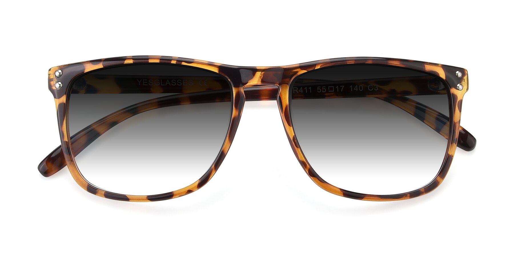 Folded Front of SSR411 in Translucent Orange Tortoise with Gray Gradient Lenses