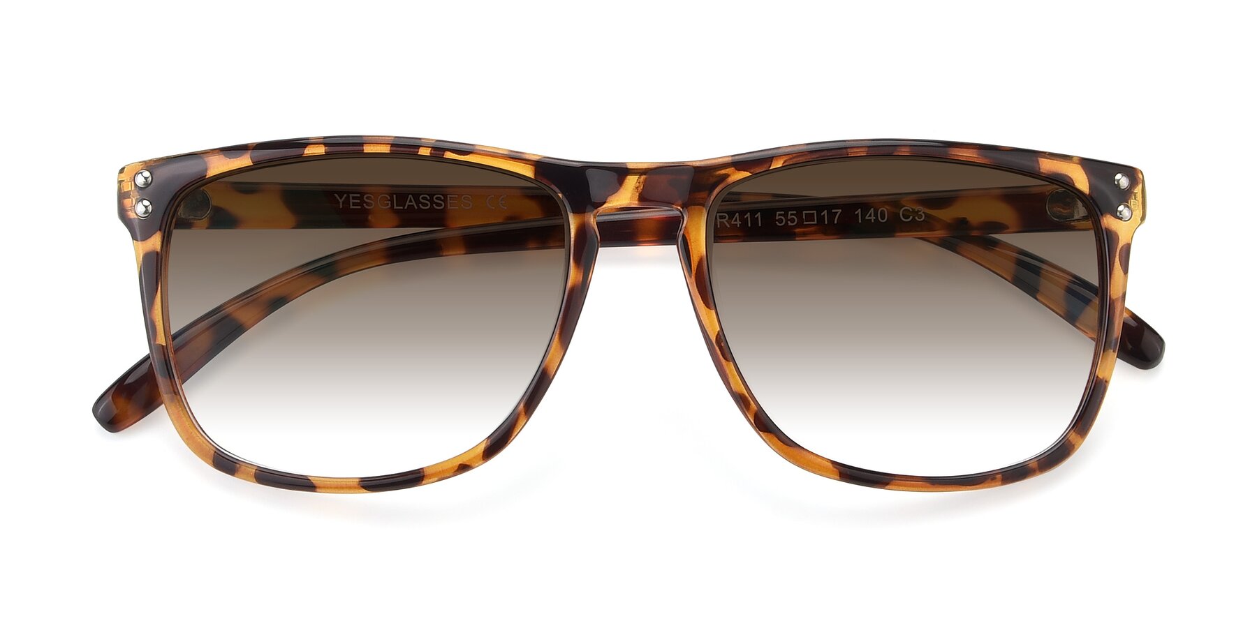 Folded Front of SSR411 in Translucent Orange Tortoise with Brown Gradient Lenses