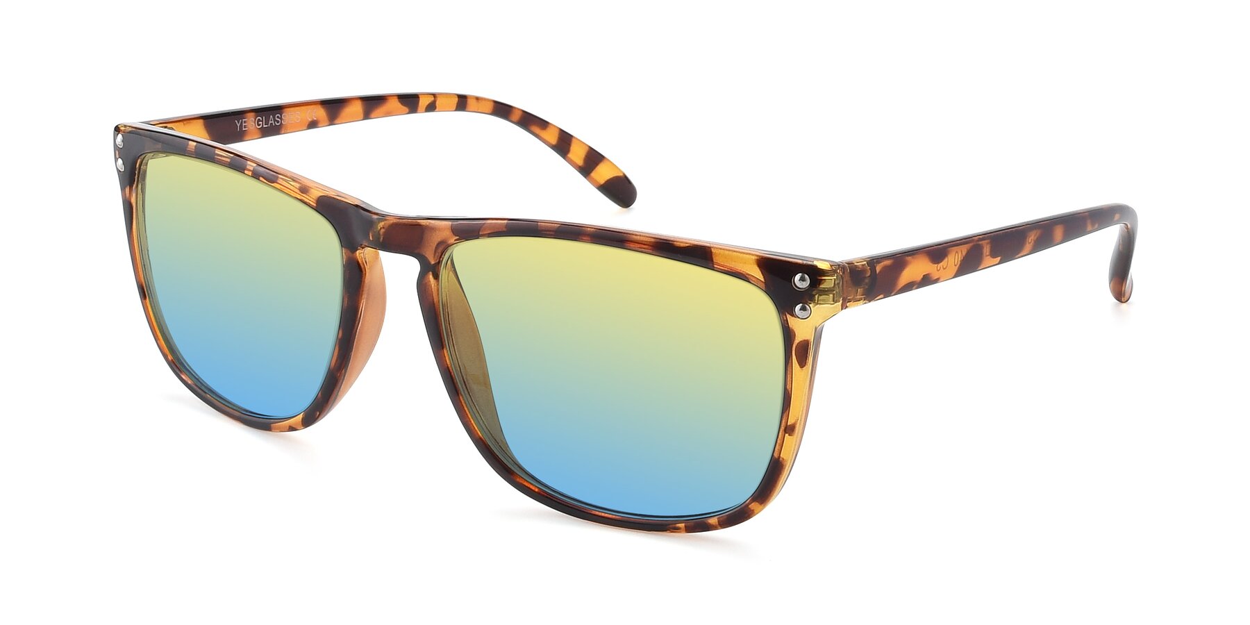 Angle of SSR411 in Translucent Orange Tortoise with Yellow / Blue Gradient Lenses