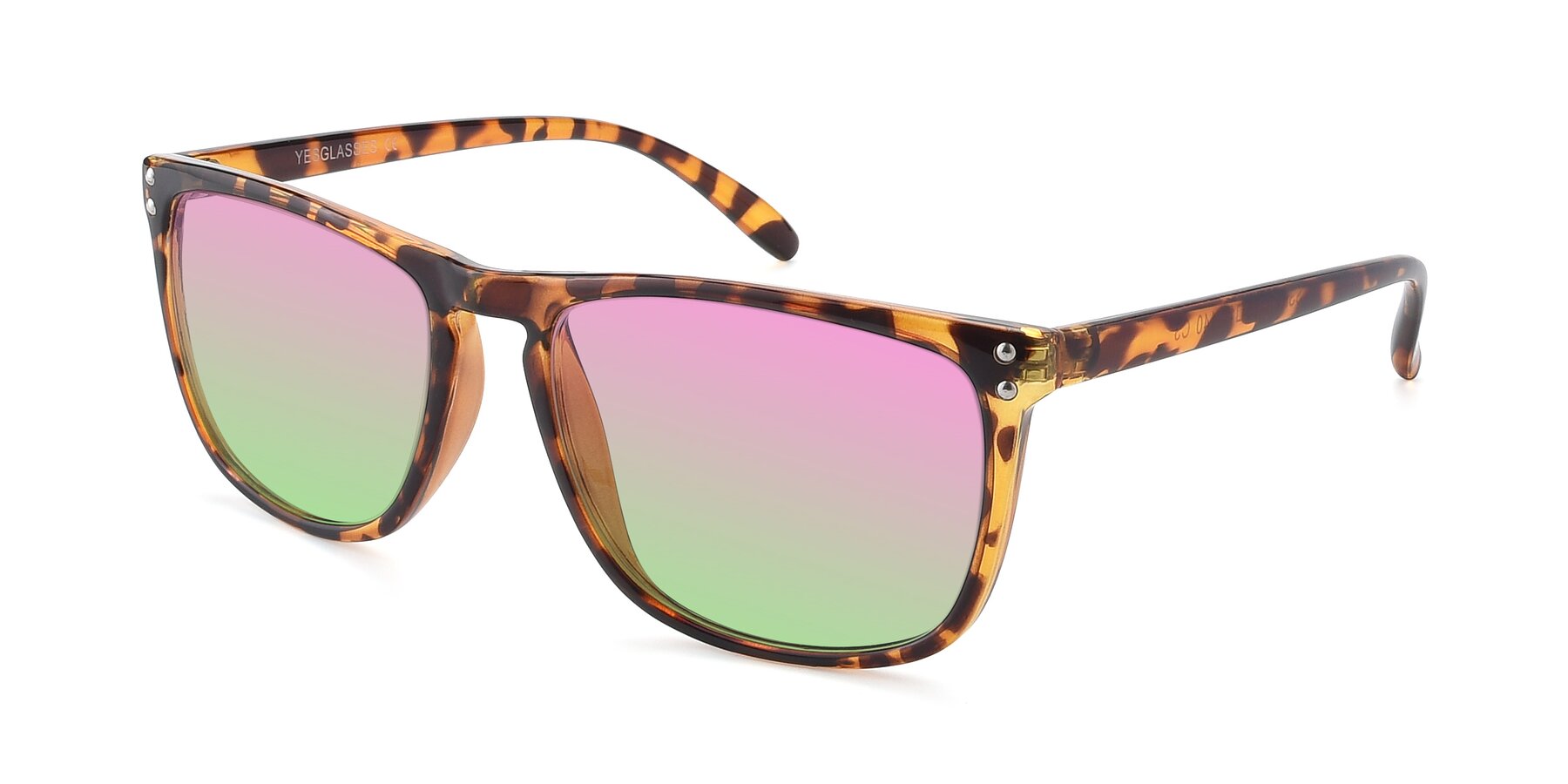 Angle of SSR411 in Translucent Orange Tortoise with Pink / Green Gradient Lenses