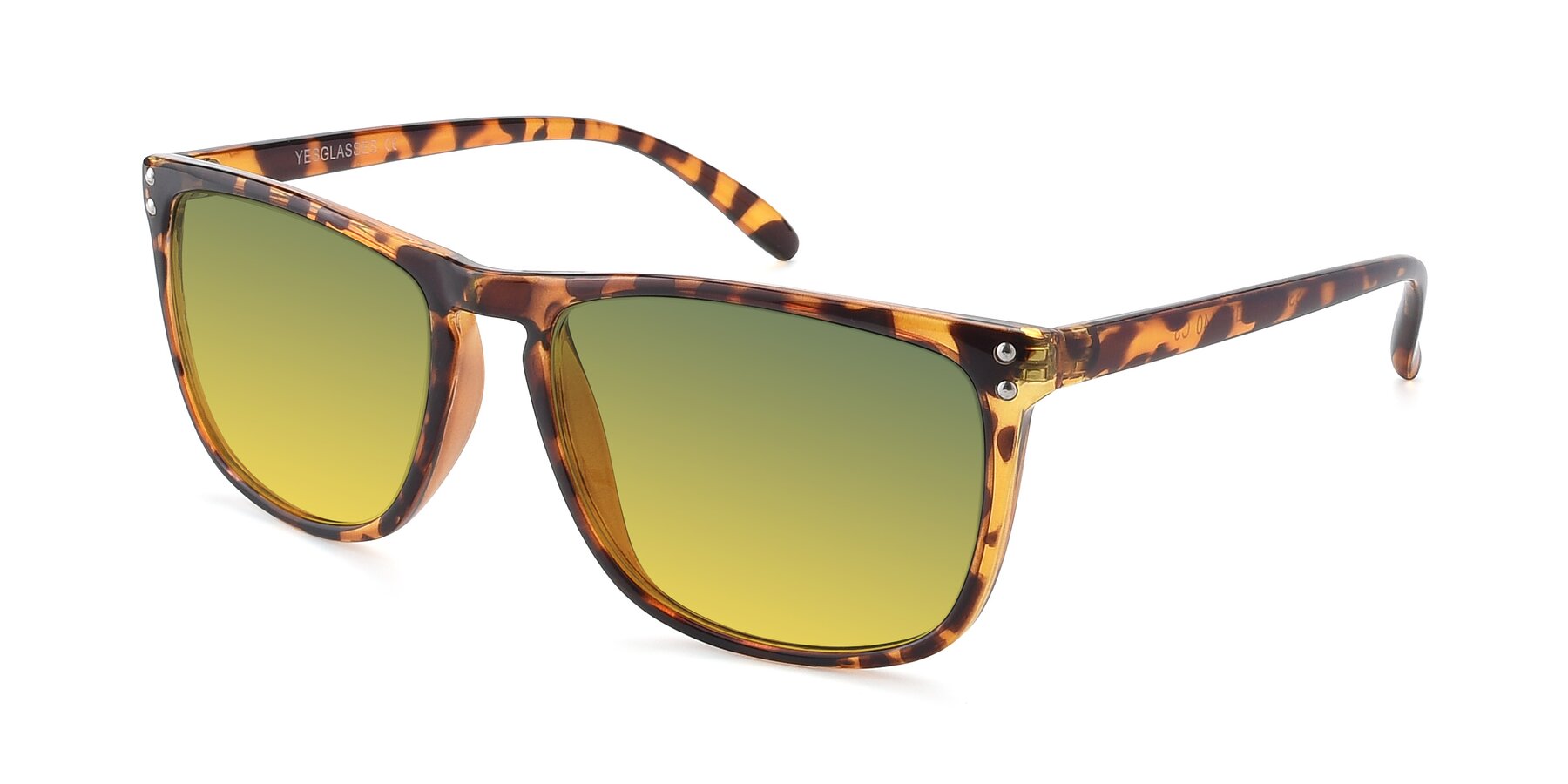 Angle of SSR411 in Translucent Orange Tortoise with Green / Yellow Gradient Lenses