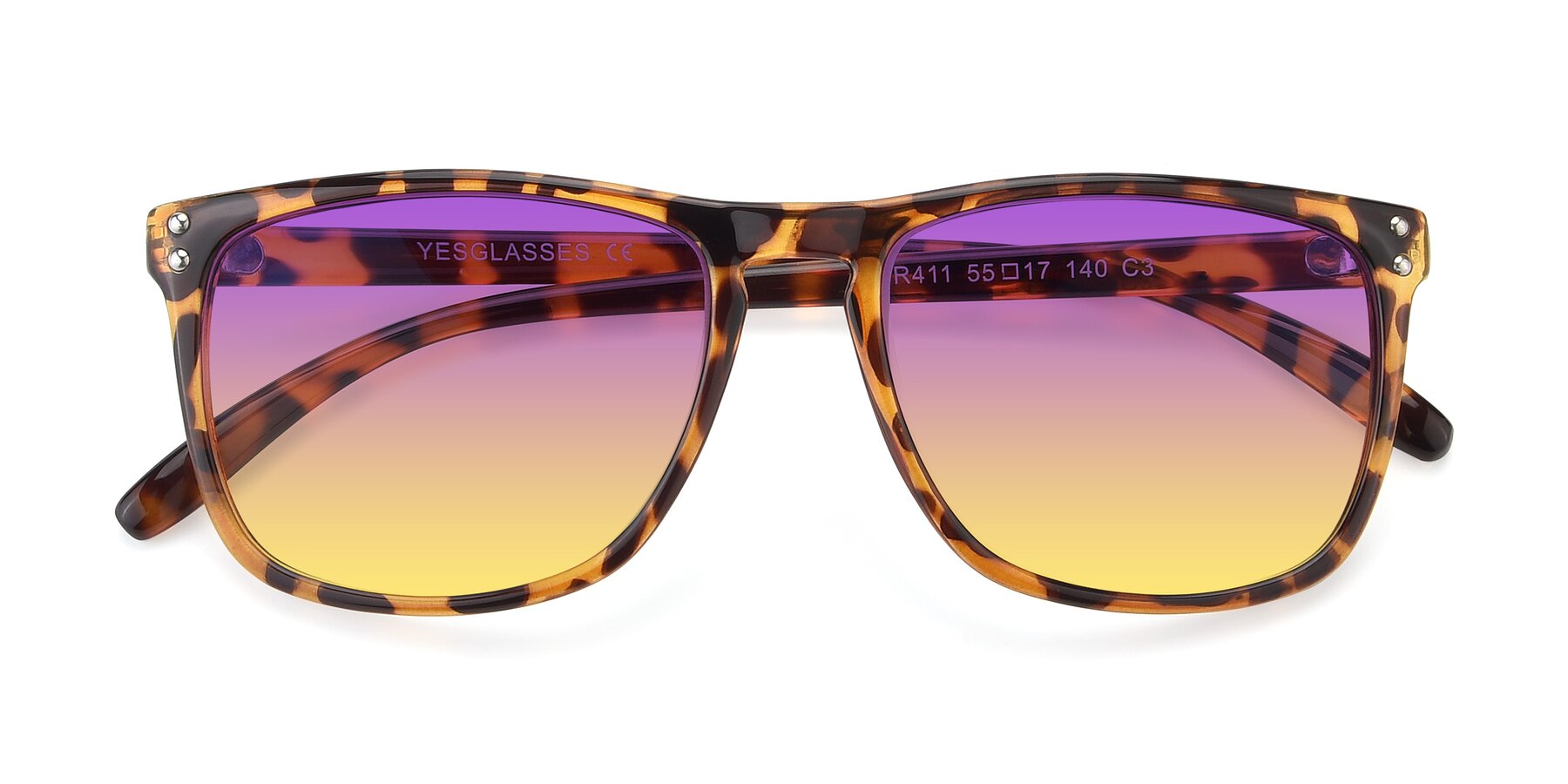 Folded Front of SSR411 in Translucent Orange Tortoise with Purple / Yellow Gradient Lenses