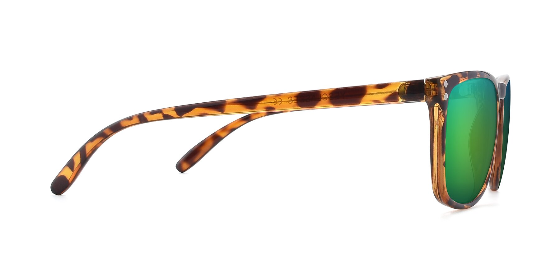 Side of SSR411 in Translucent Orange Tortoise with Green Mirrored Lenses