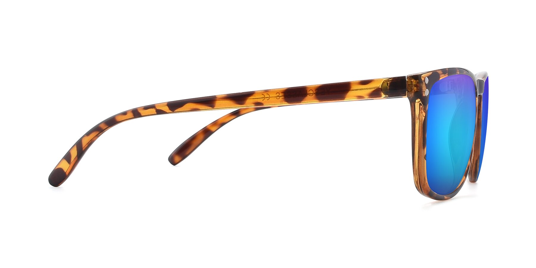 Side of SSR411 in Translucent Orange Tortoise with Blue Mirrored Lenses