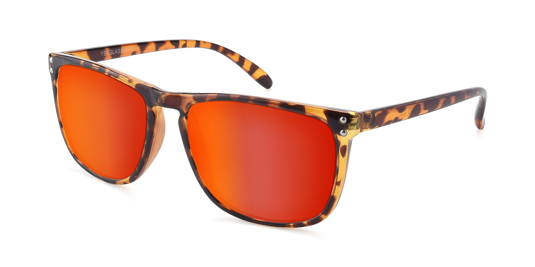 Angle of SSR411 in Translucent Orange Tortoise with Red Gold Mirrored Lenses