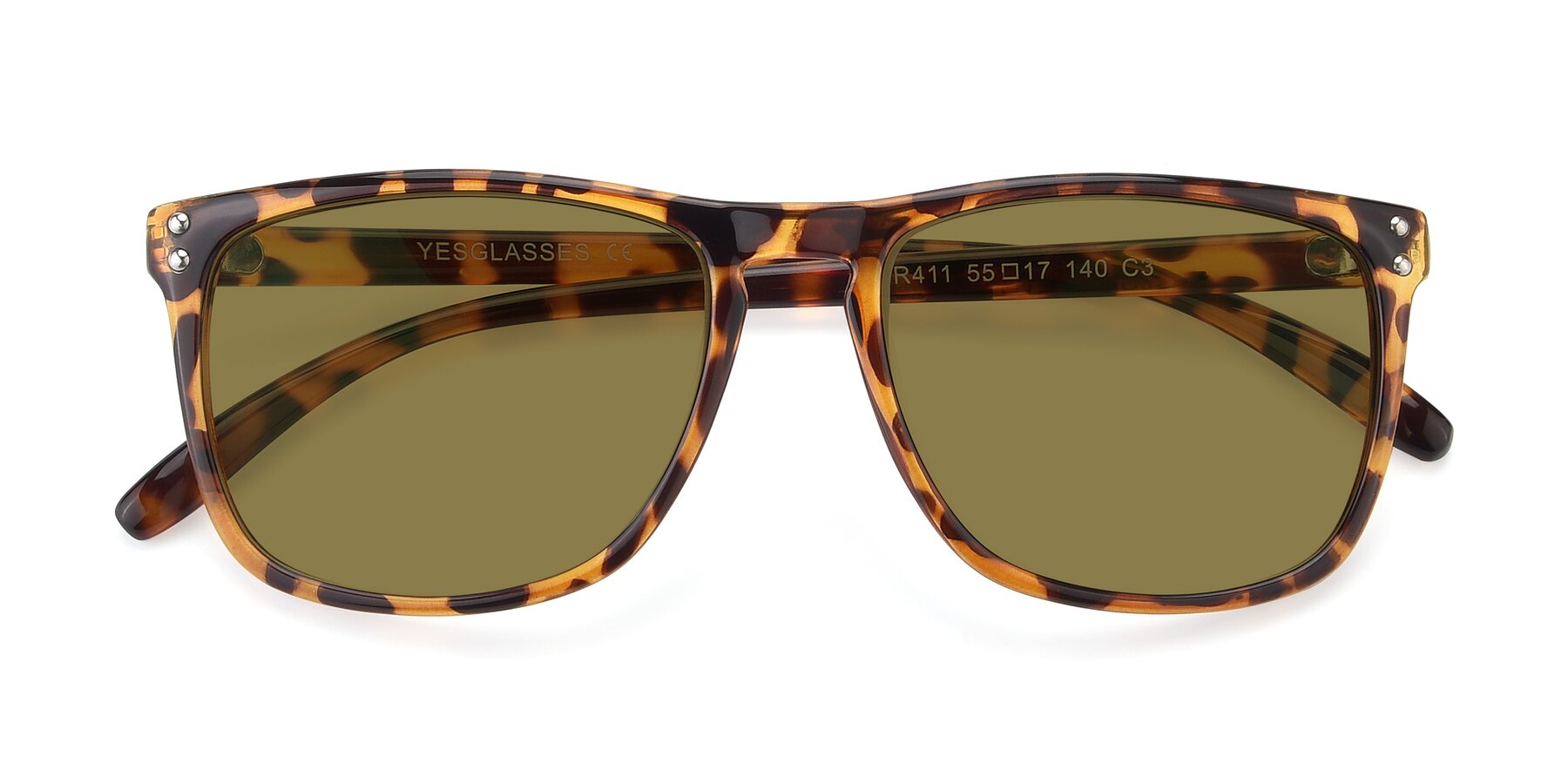 Folded Front of SSR411 in Translucent Orange Tortoise with Brown Polarized Lenses