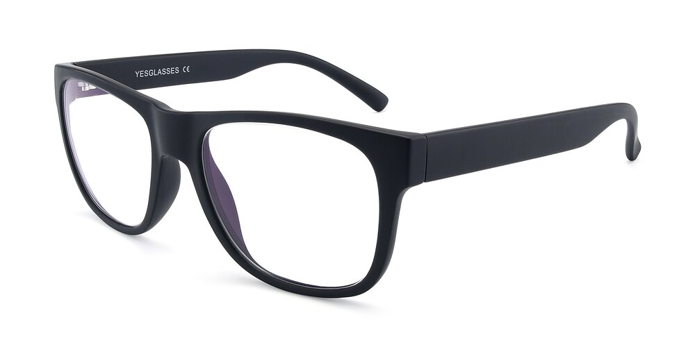 Matte Black Oversized Geek-Chic Shield Blue Light Glasses - SSR213