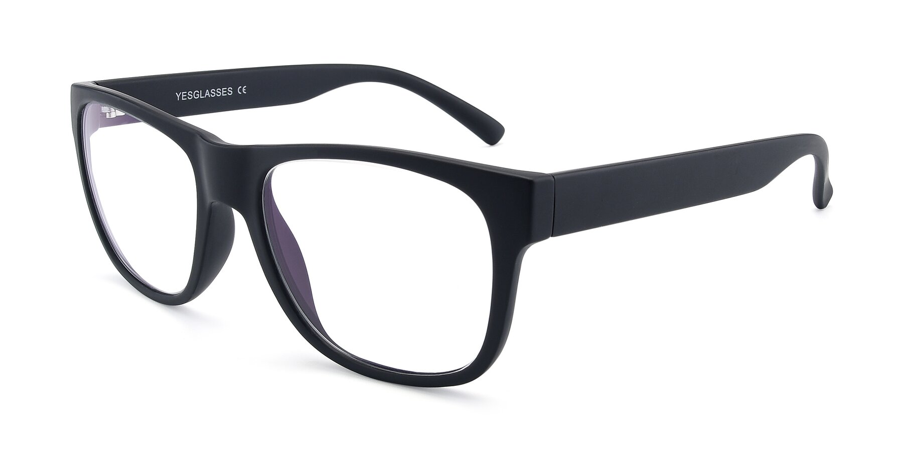 Angle of SSR213 in Matte Black with Clear Eyeglass Lenses