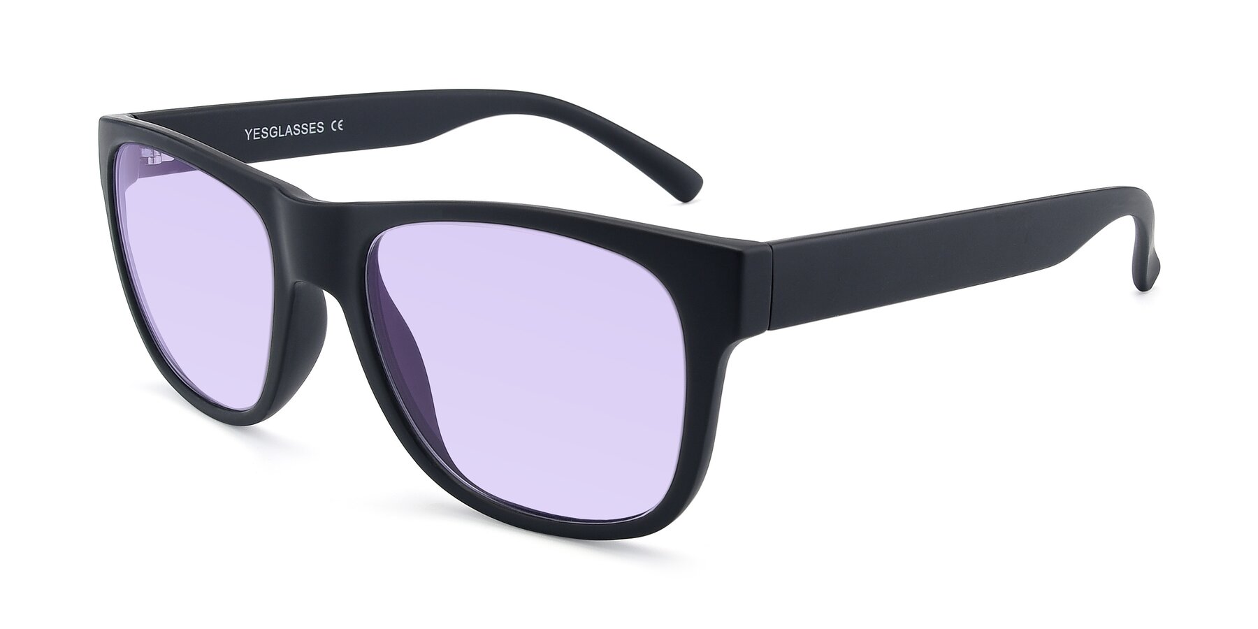 Angle of SSR213 in Matte Black with Light Purple Tinted Lenses