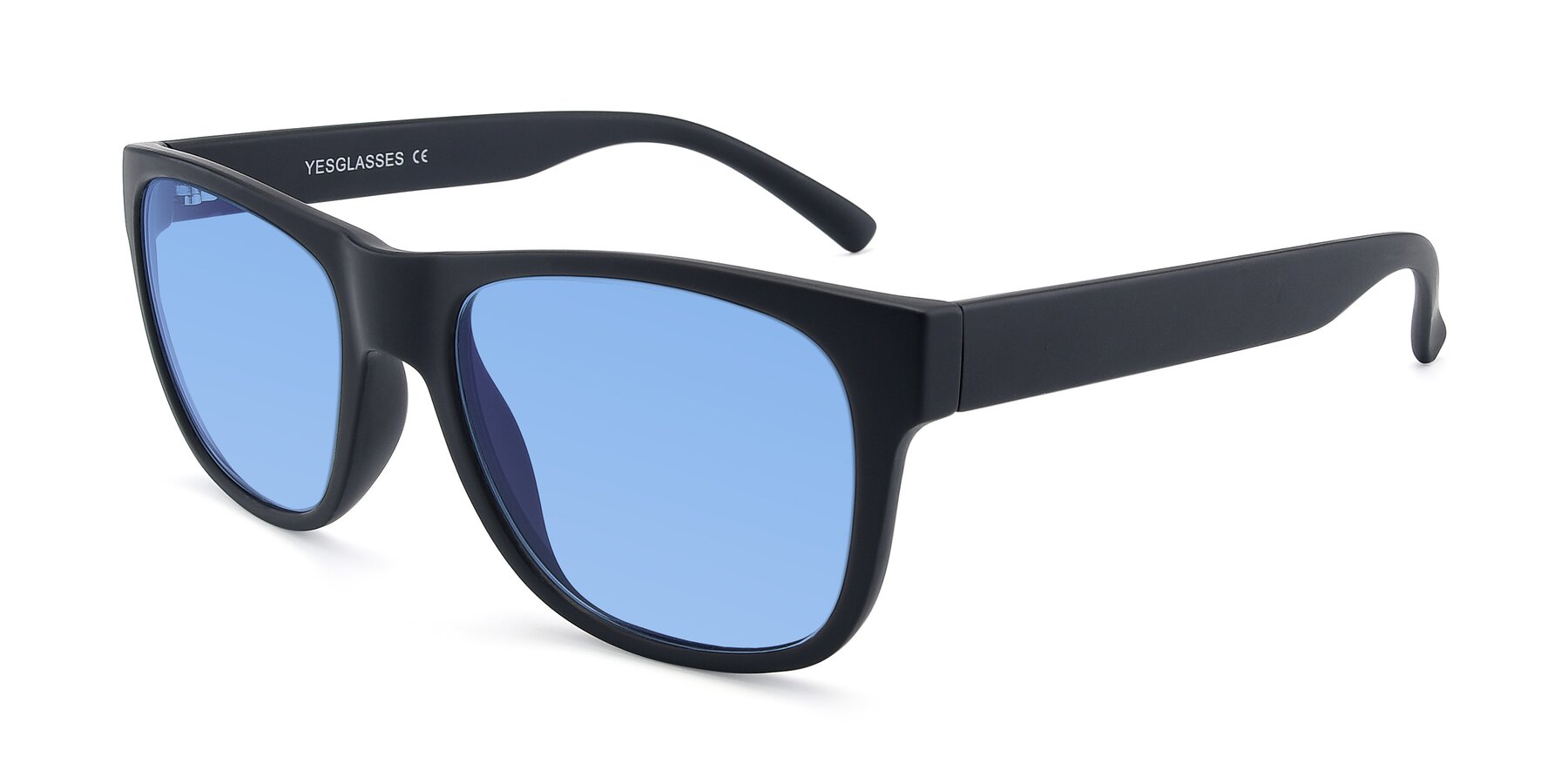 Angle of SSR213 in Matte Black with Medium Blue Tinted Lenses