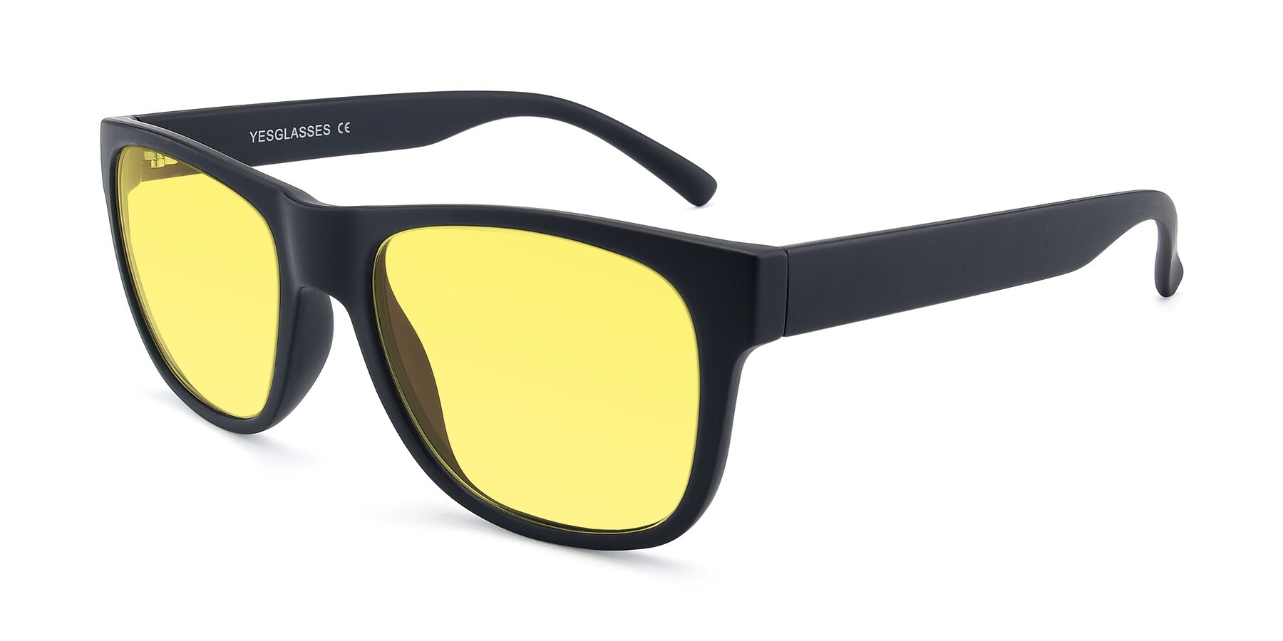 Angle of SSR213 in Matte Black with Medium Yellow Tinted Lenses