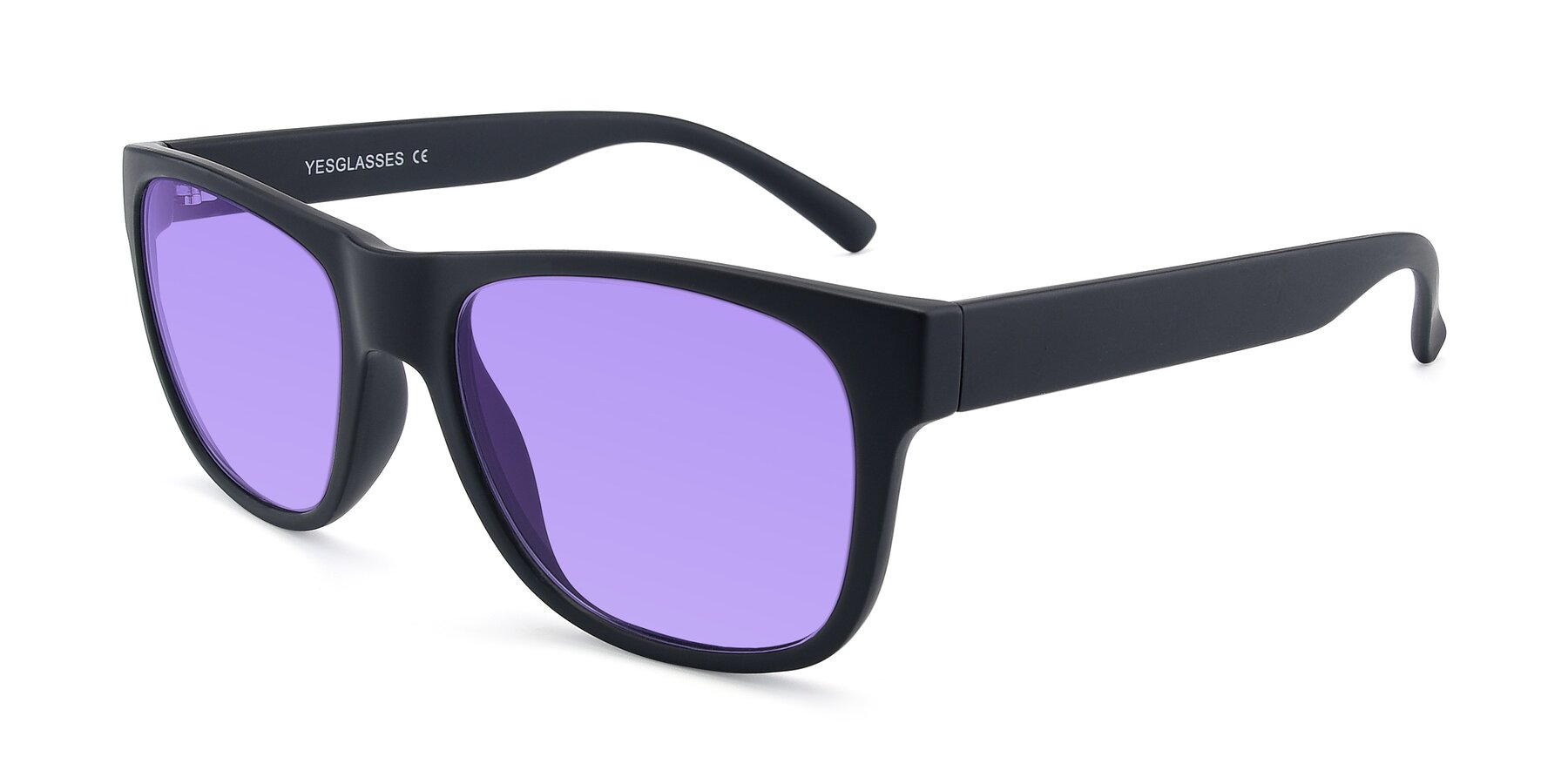 Angle of SSR213 in Matte Black with Medium Purple Tinted Lenses