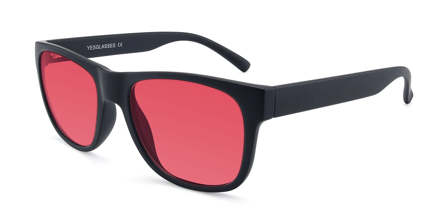 Angle of SSR213 in Matte Black with Red Tinted Lenses