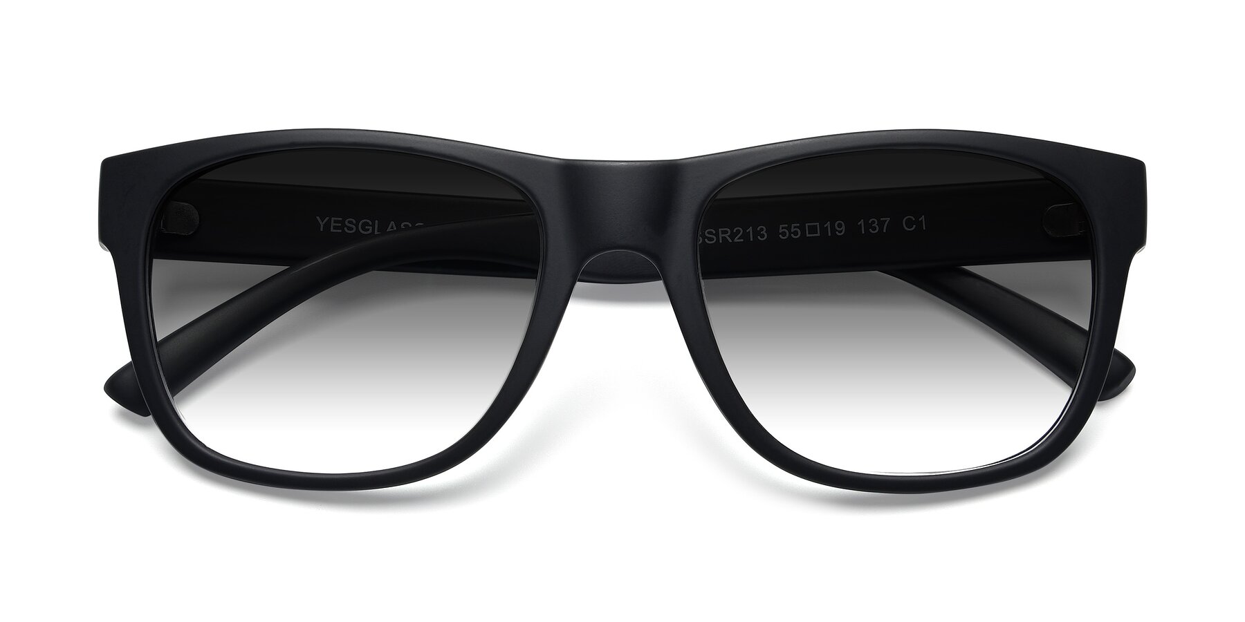 Folded Front of SSR213 in Matte Black with Gray Gradient Lenses