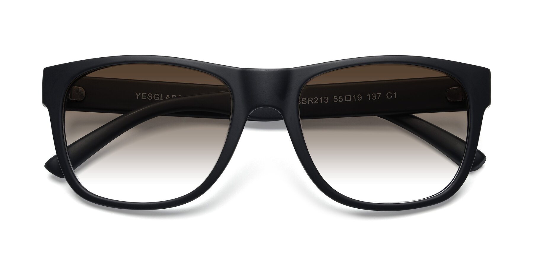 Folded Front of SSR213 in Matte Black with Brown Gradient Lenses