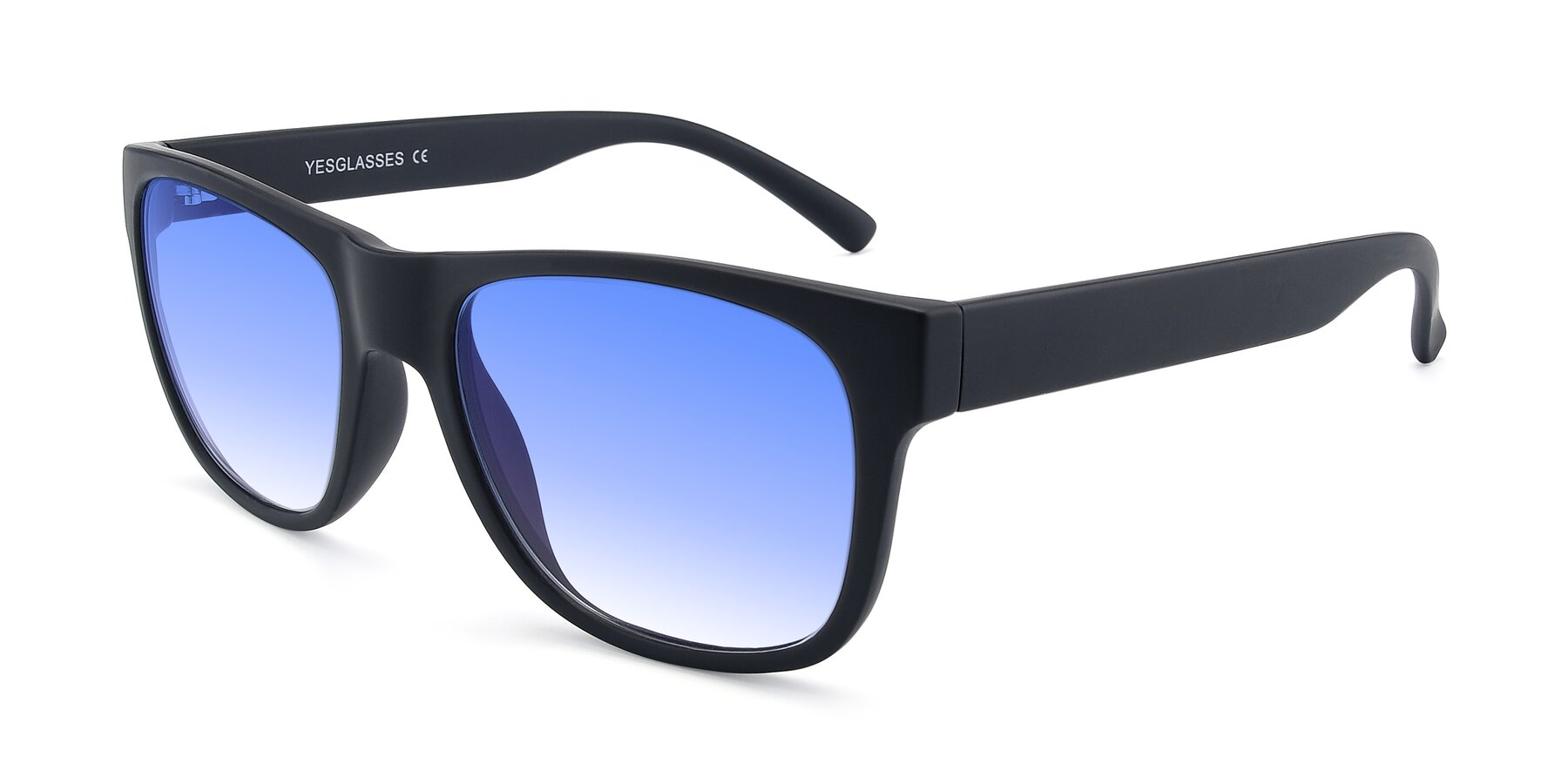 Angle of SSR213 in Matte Black with Blue Gradient Lenses