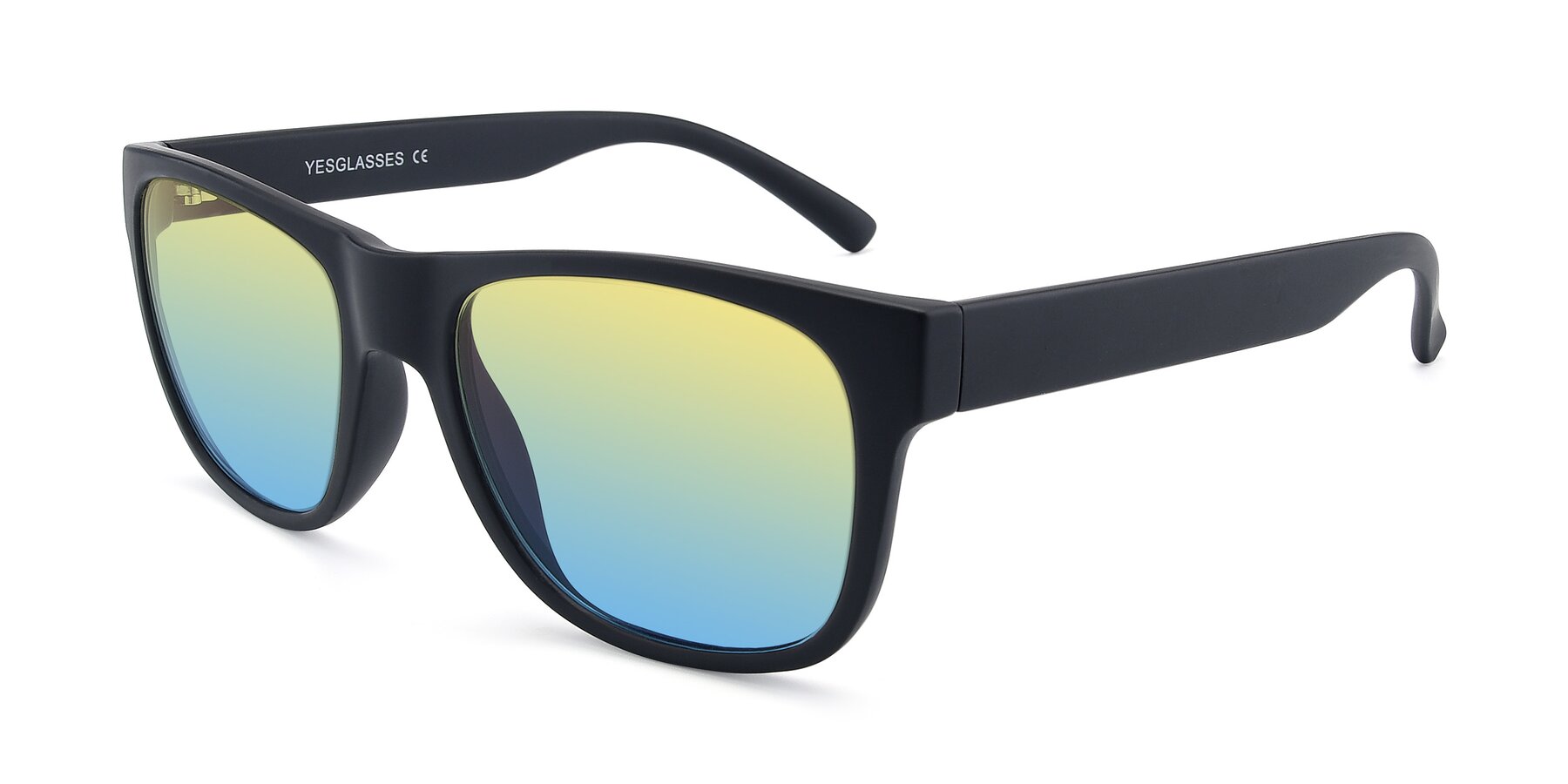 Angle of SSR213 in Matte Black with Yellow / Blue Gradient Lenses