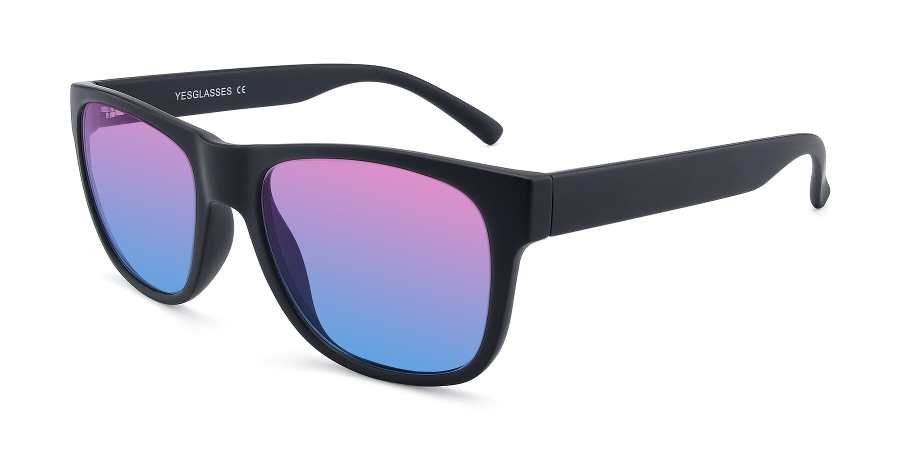 Angle of SSR213 in Matte Black with Pink / Blue Gradient Lenses