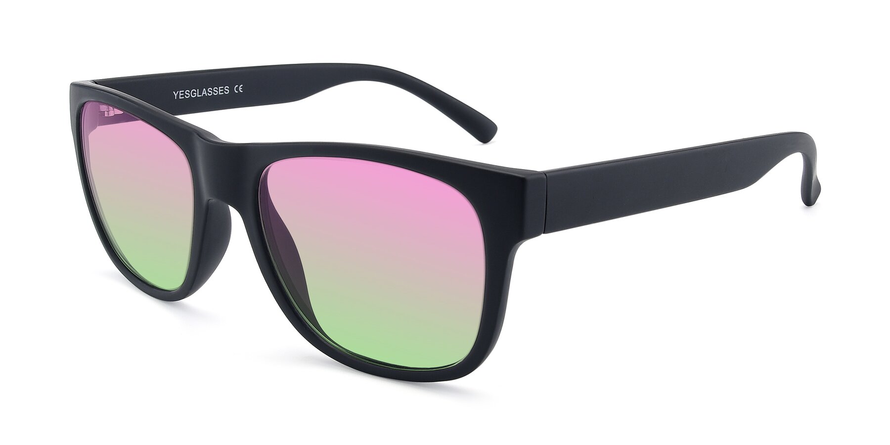 Angle of SSR213 in Matte Black with Pink / Green Gradient Lenses