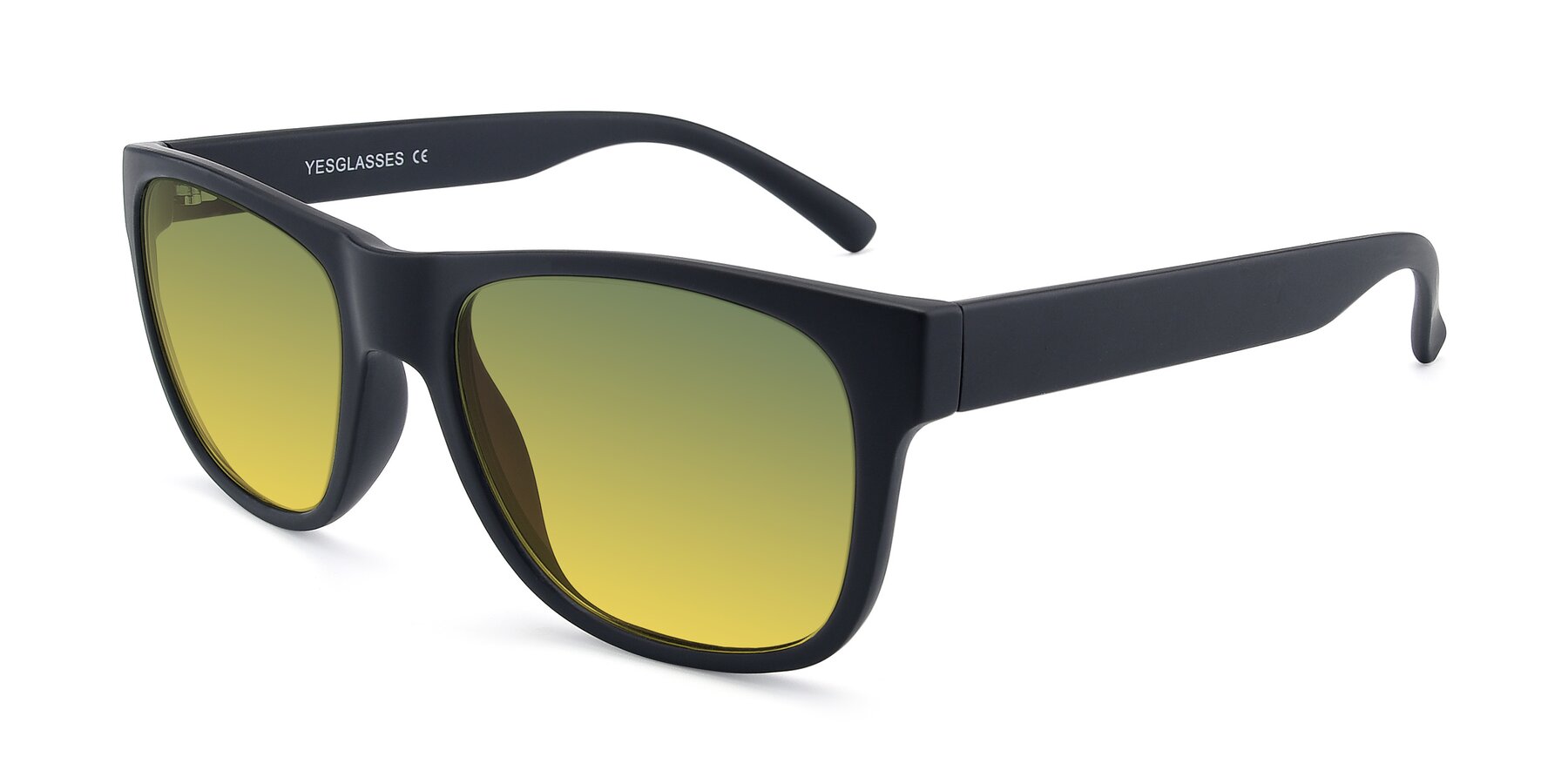 Angle of SSR213 in Matte Black with Green / Yellow Gradient Lenses