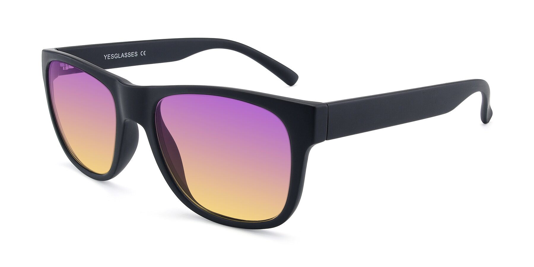 Angle of SSR213 in Matte Black with Purple / Yellow Gradient Lenses