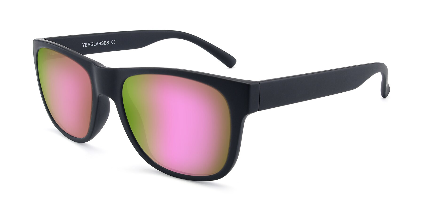 Angle of SSR213 in Matte Black with Pink Mirrored Lenses