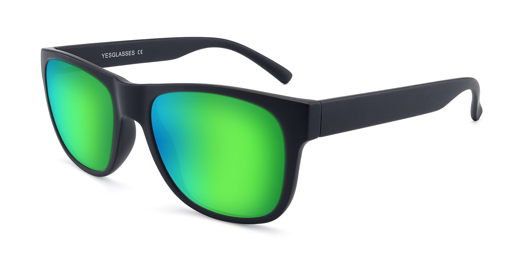 Angle of SSR213 in Matte Black with Green Mirrored Lenses