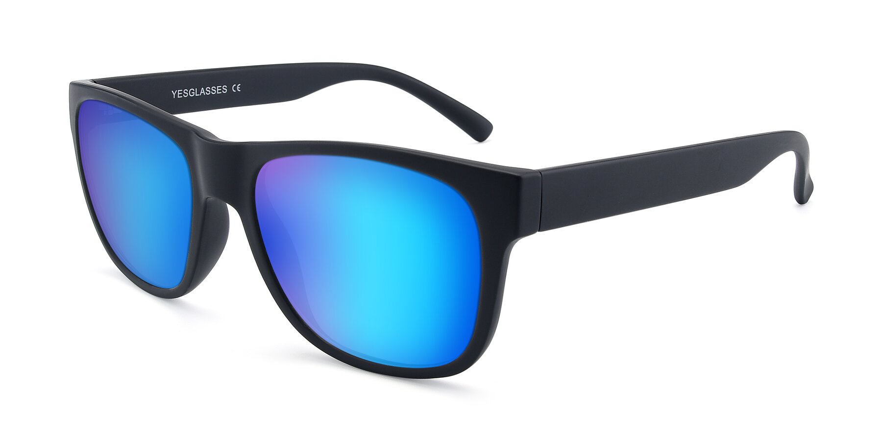 Angle of SSR213 in Matte Black with Blue Mirrored Lenses