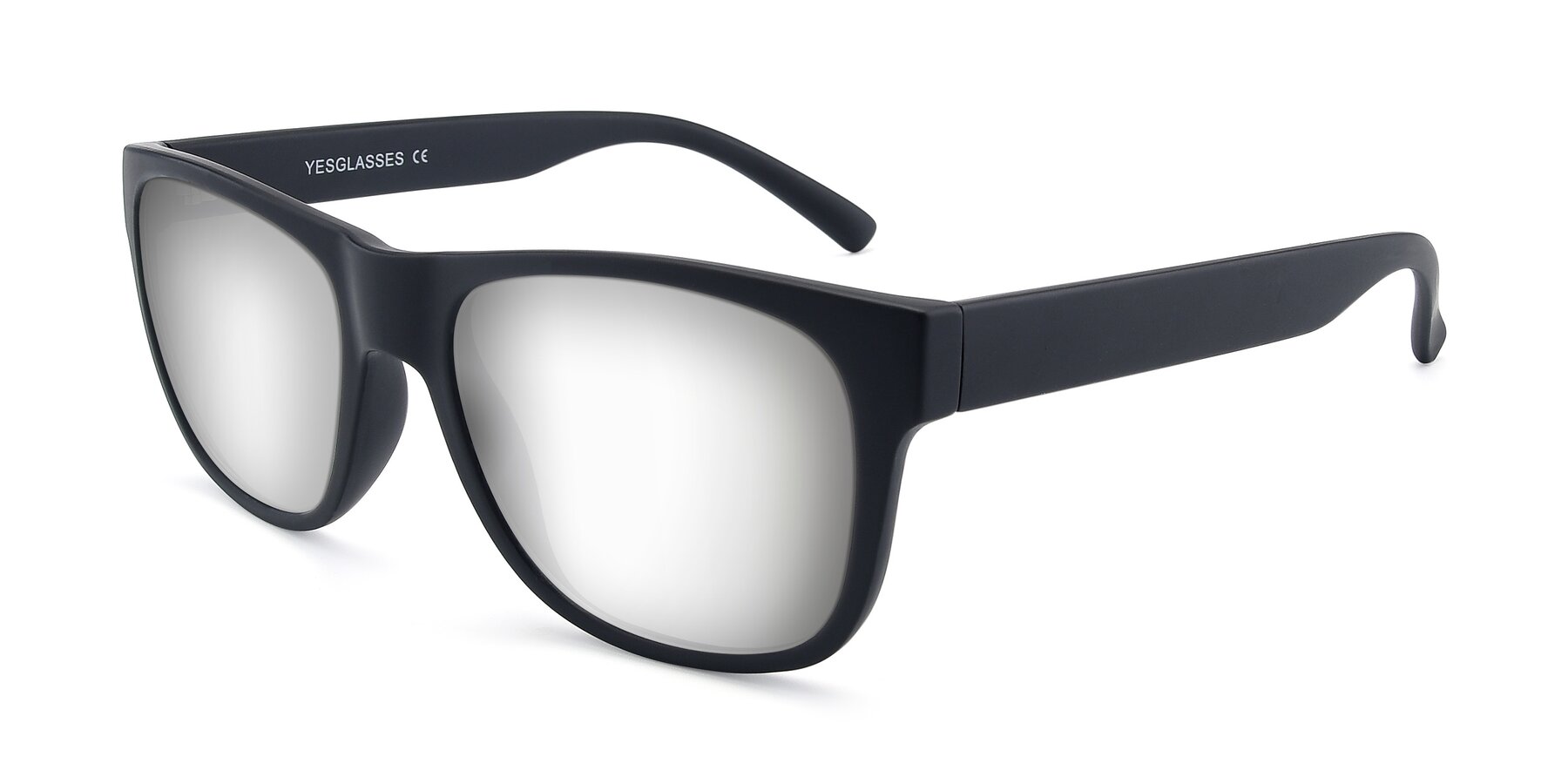 Angle of SSR213 in Matte Black with Silver Mirrored Lenses