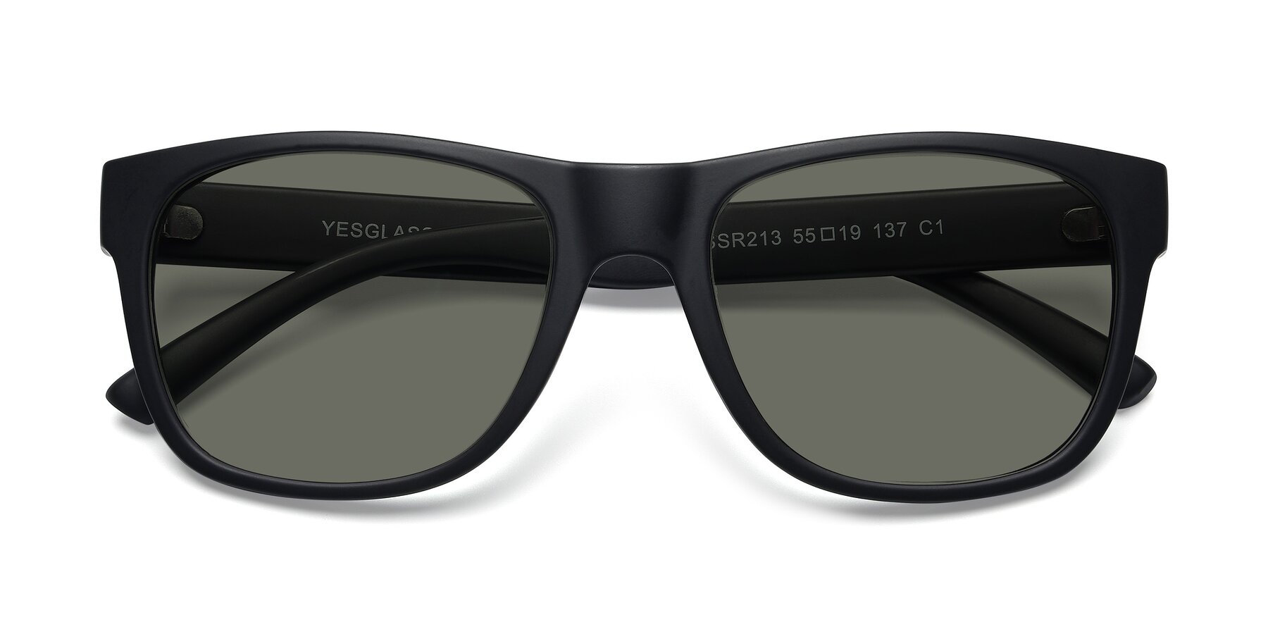 Folded Front of SSR213 in Matte Black with Gray Polarized Lenses