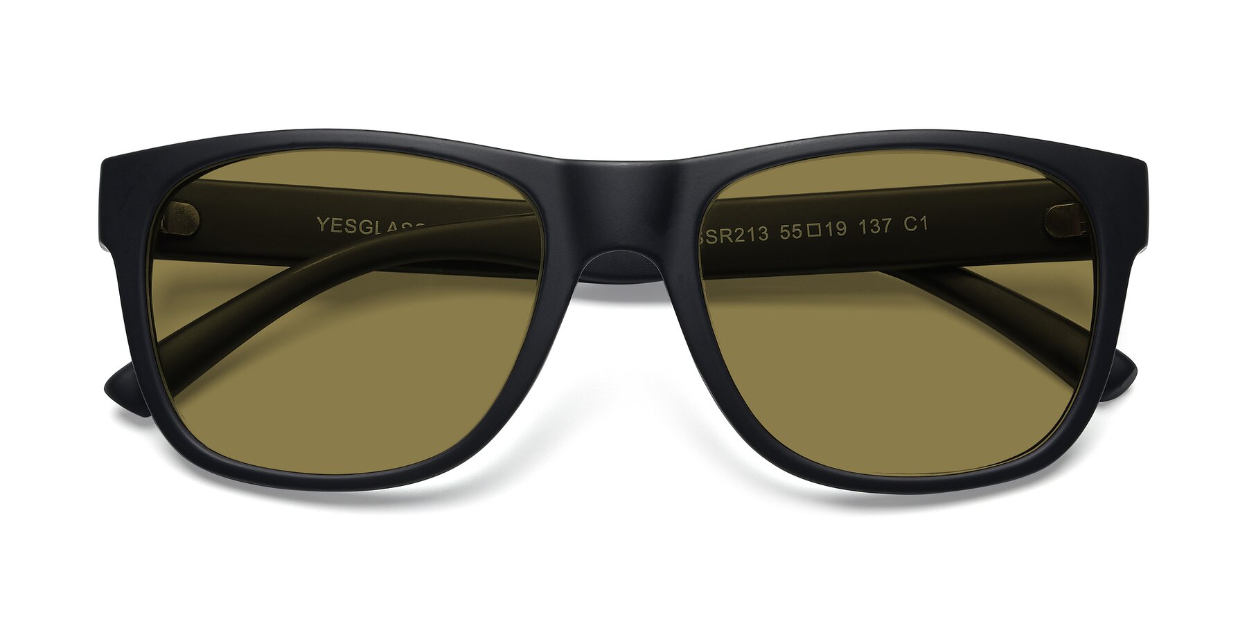 Folded Front of SSR213 in Matte Black with Brown Polarized Lenses