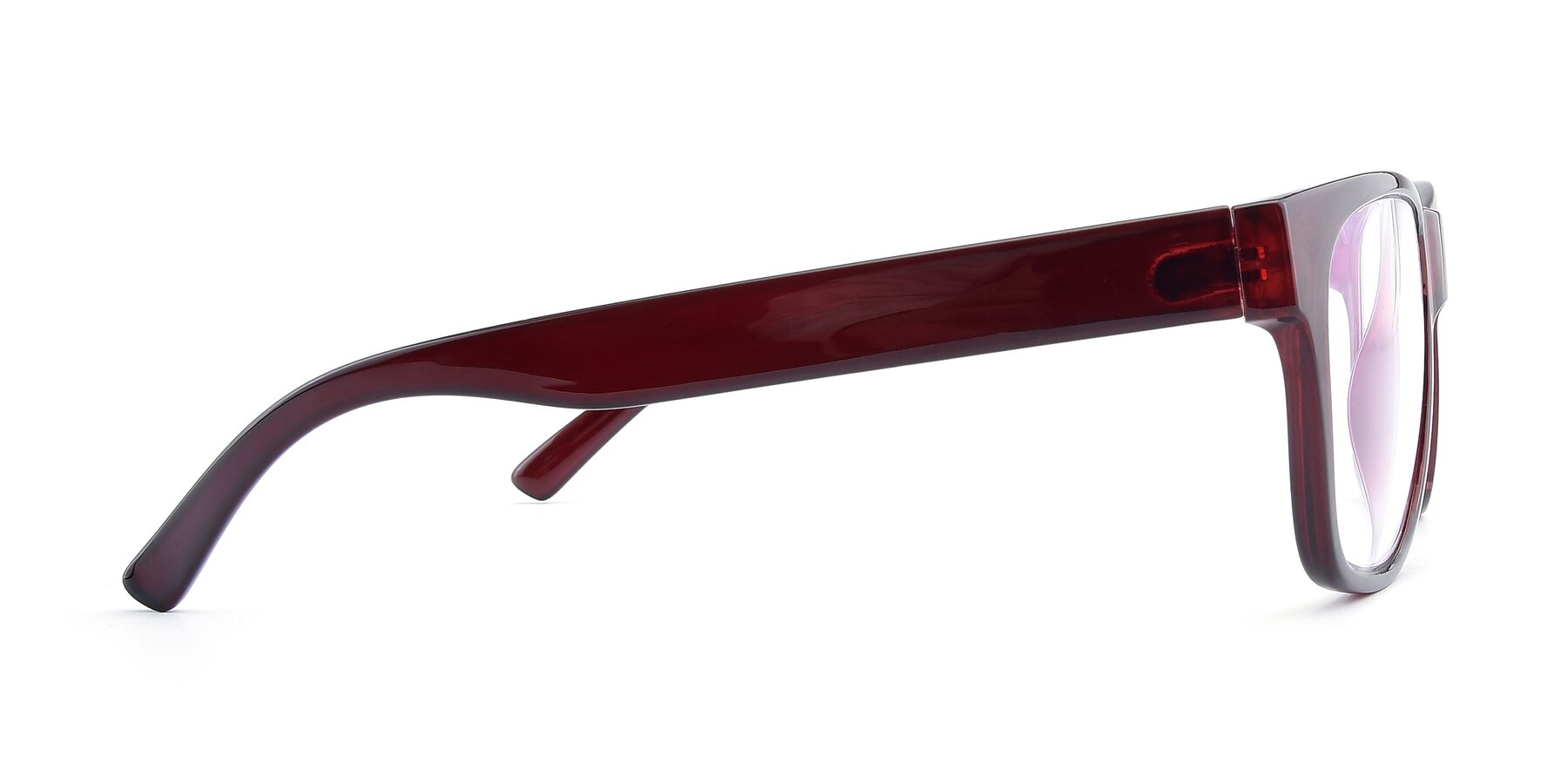 Side of SSR213 in Wine with Clear Reading Eyeglass Lenses