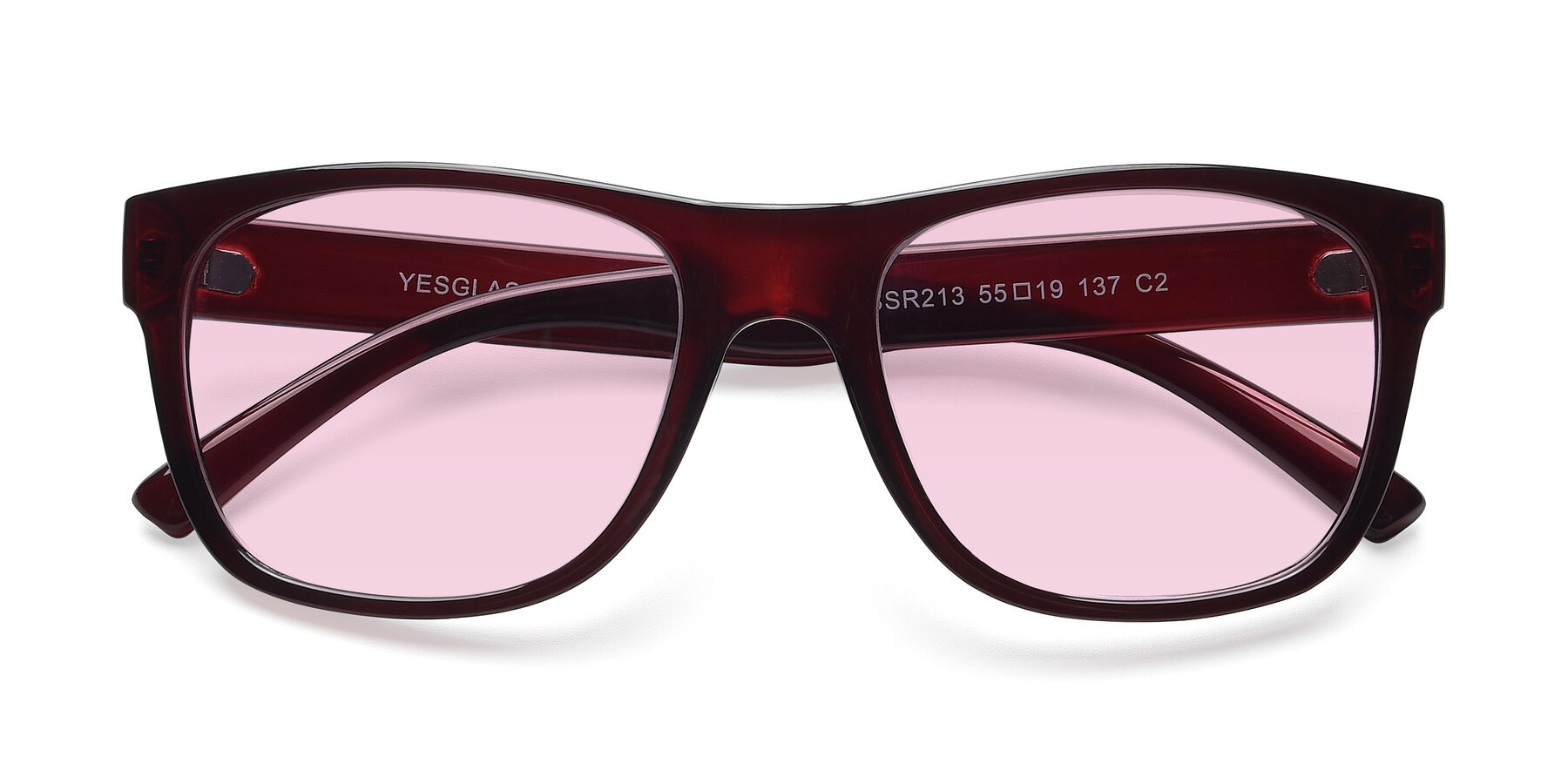Folded Front of SSR213 in Wine with Light Pink Tinted Lenses